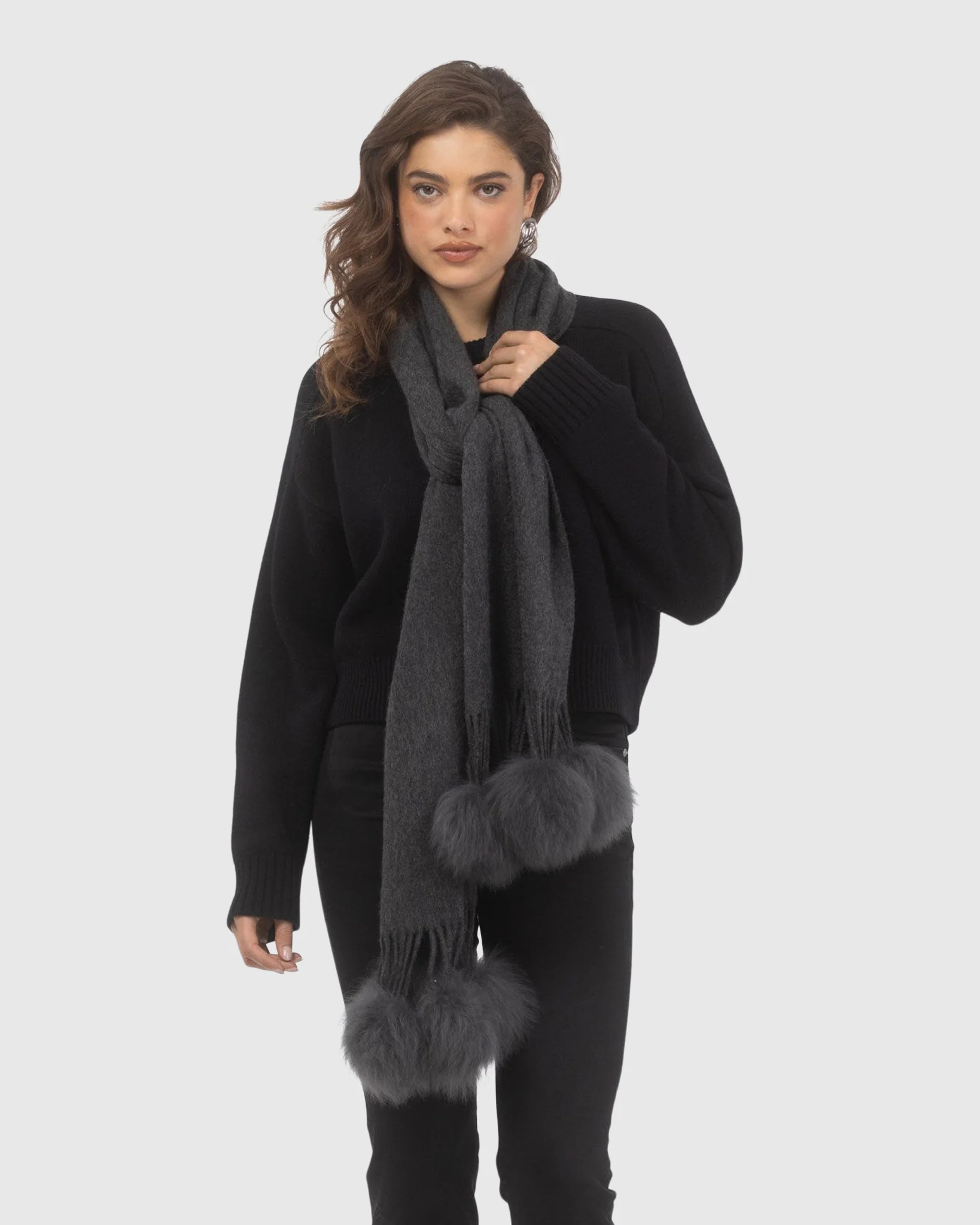 SELECT CASHMERE STOLE WITH SELECT LAMB POMPOMS - Image 51