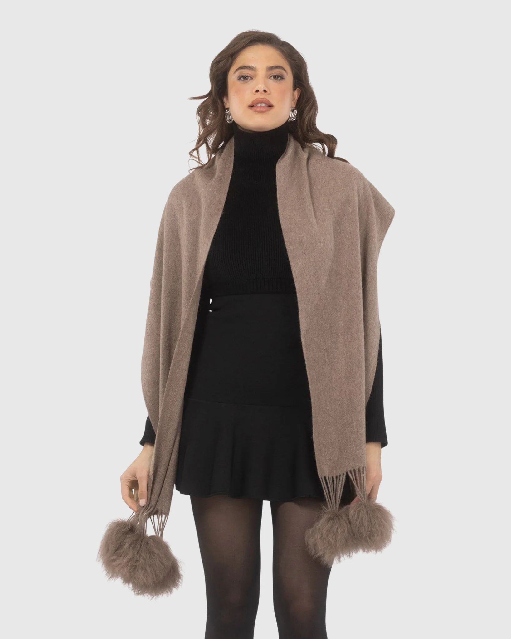 SELECT CASHMERE STOLE WITH SELECT LAMB POMPOMS - Image 60