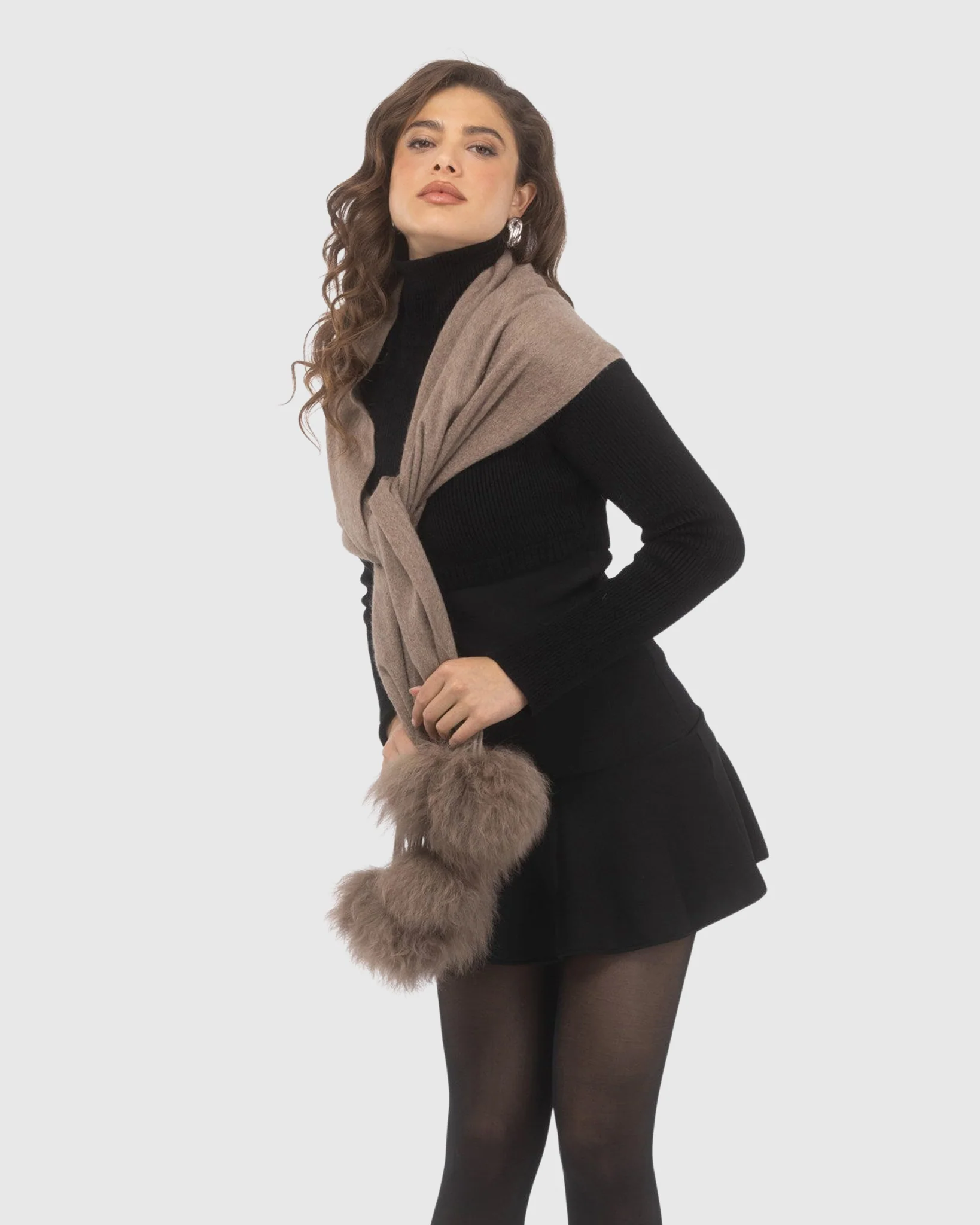 SELECT CASHMERE STOLE WITH SELECT LAMB POMPOMS - Image 63