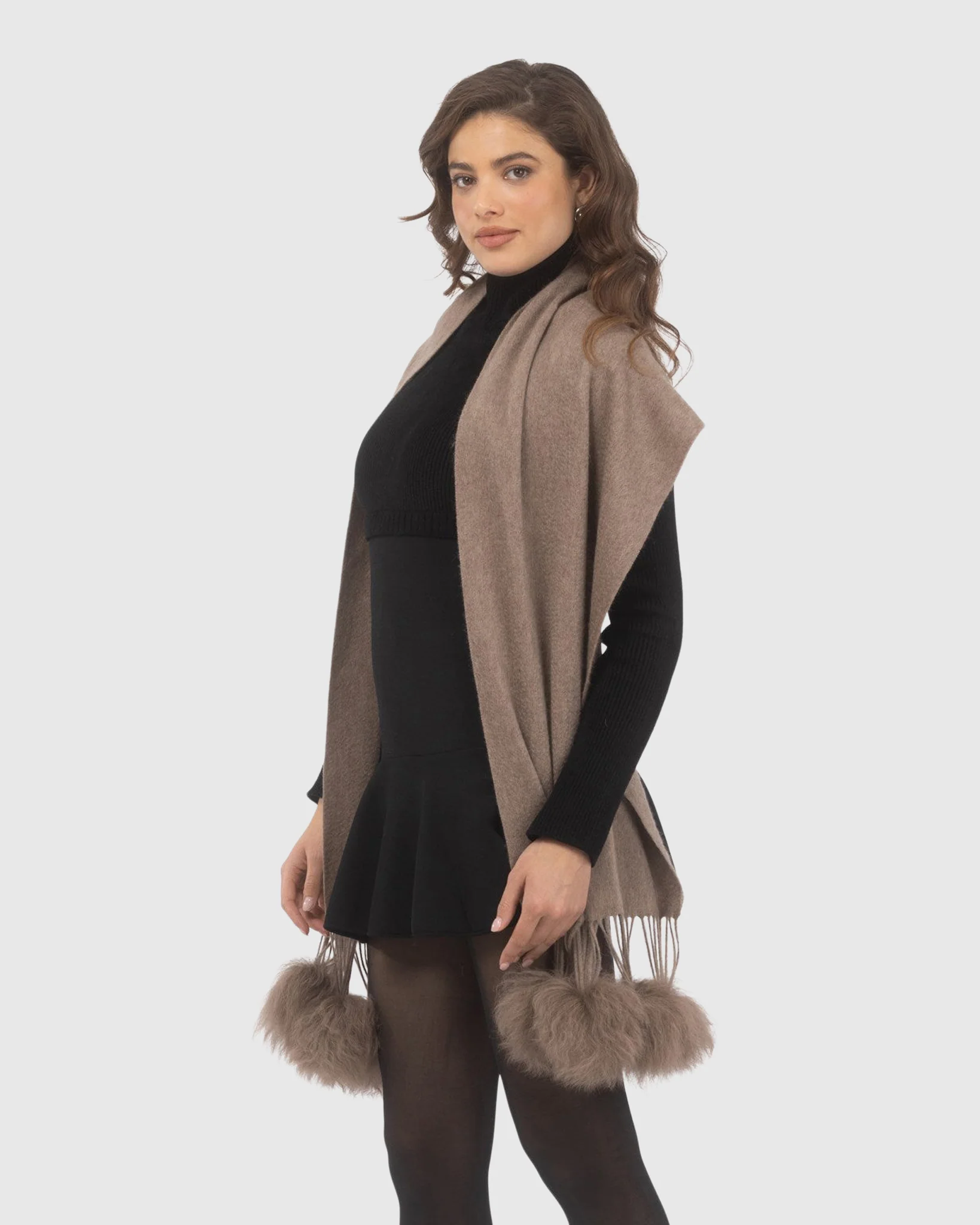 SELECT CASHMERE STOLE WITH SELECT LAMB POMPOMS - Image 64