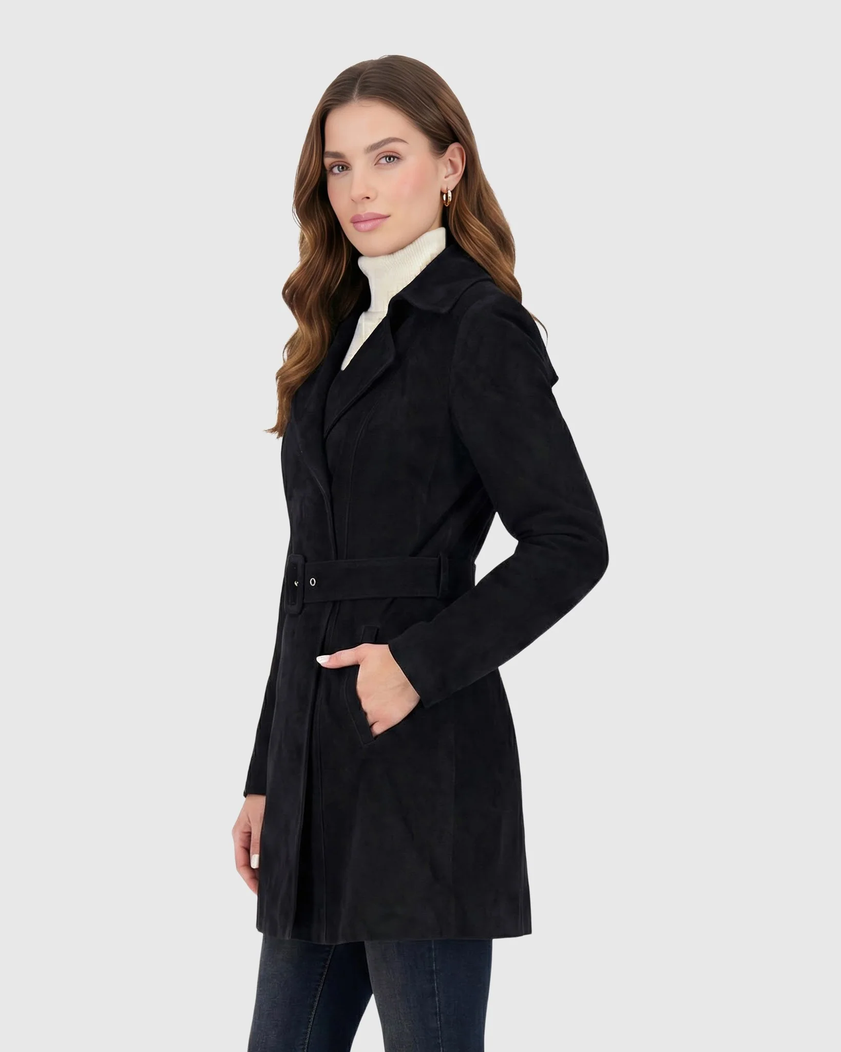 SELECT METIS SUEDE TRENCH COAT, BELT - Image 3