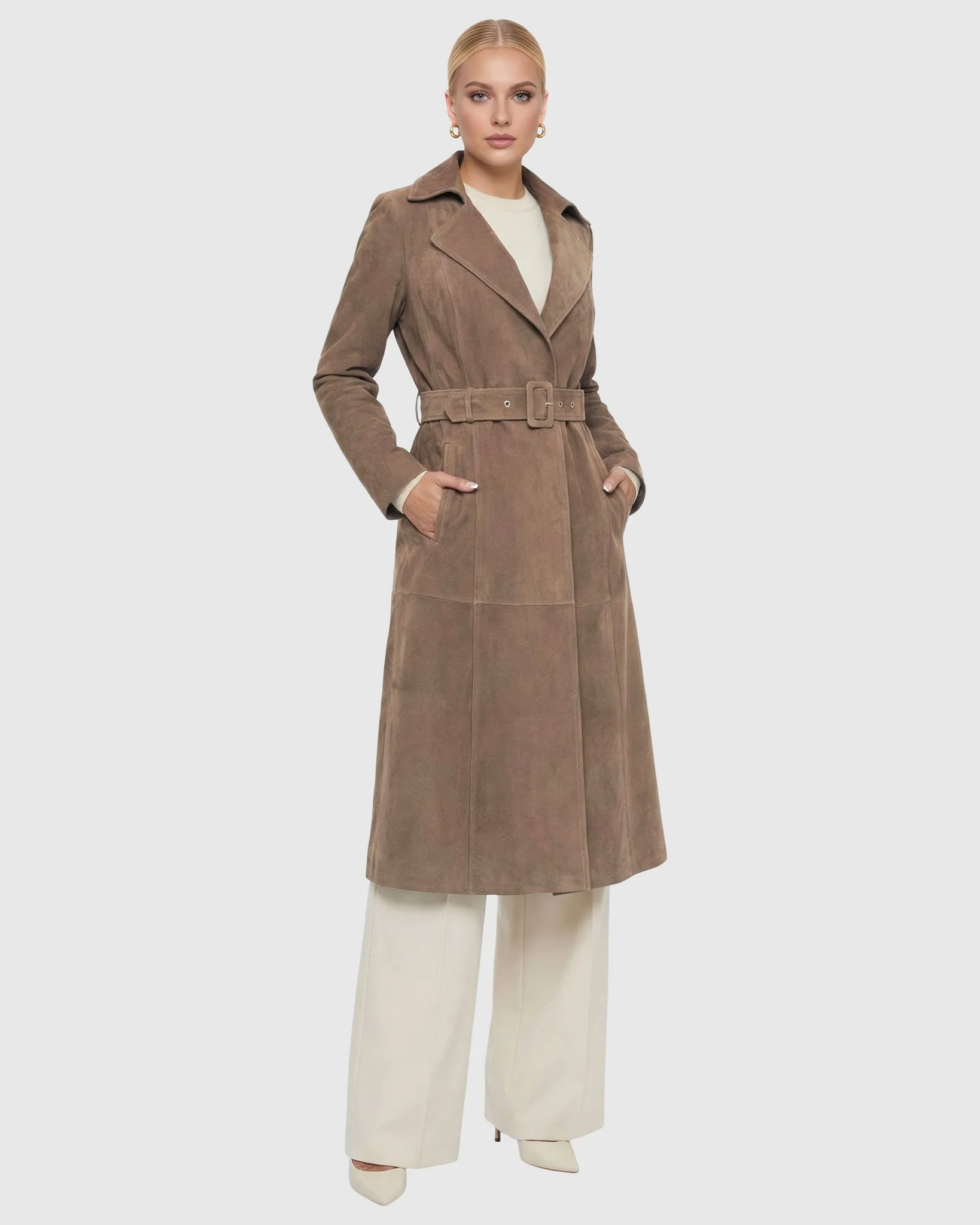 SELECT METIS SUEDE TRENCH COAT, BELT - Image 8