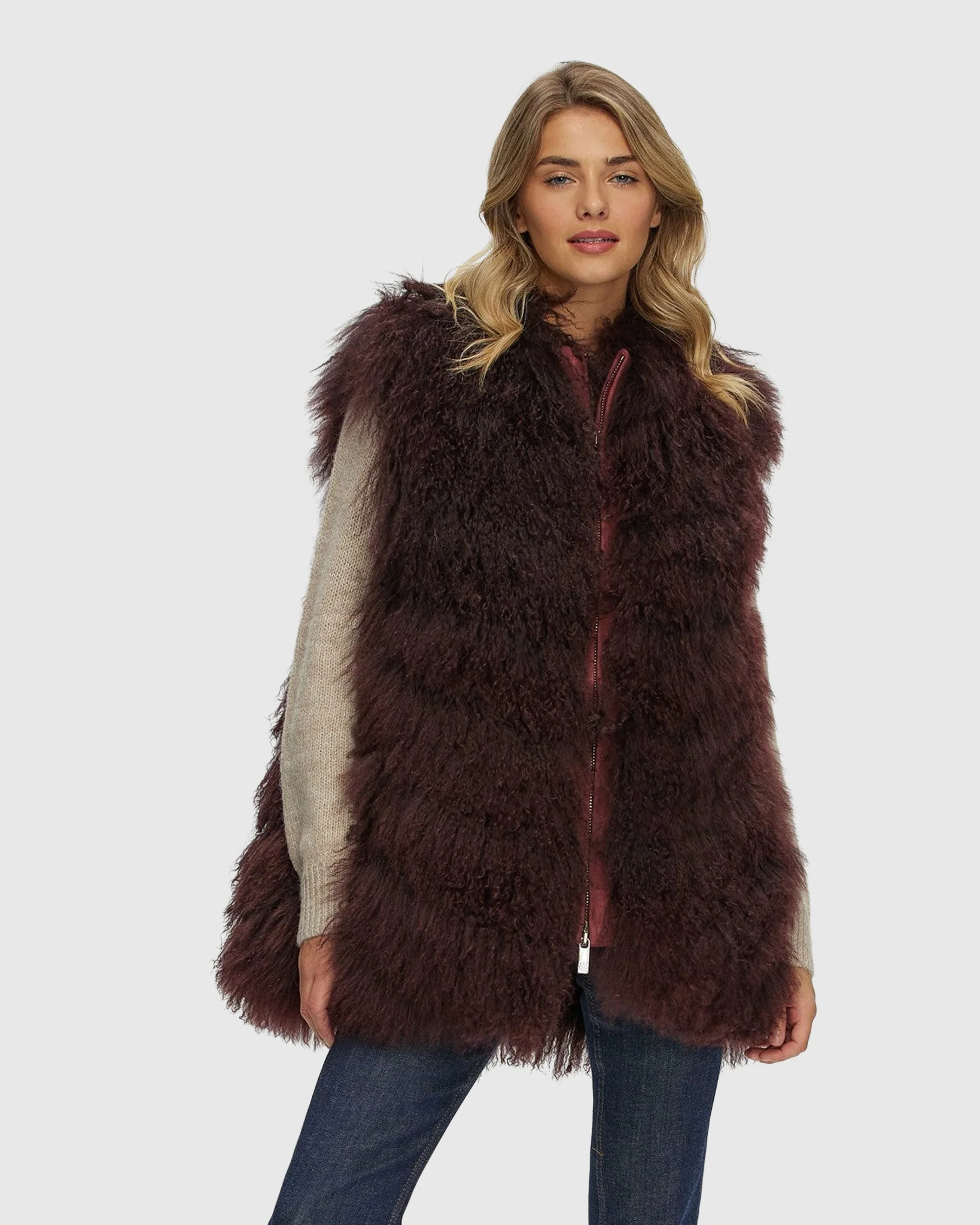 Select Mongolian Goat Zip Vest - Image 7