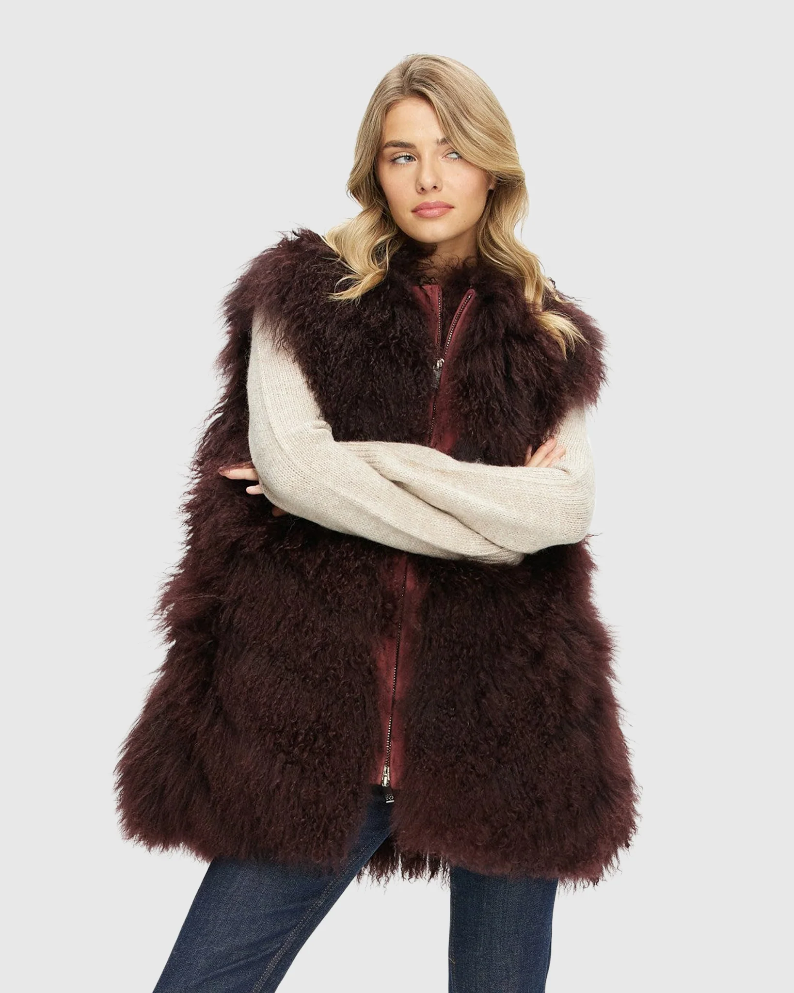 Select Mongolian Goat Zip Vest - Image 9