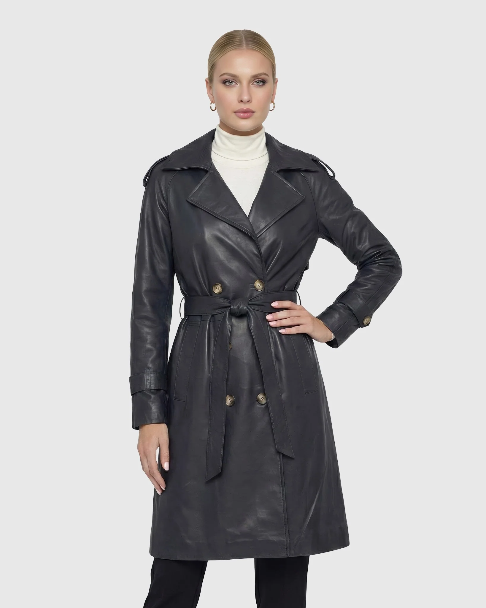SELECT NAPPA LEATHER BELTED TRENCH COAT