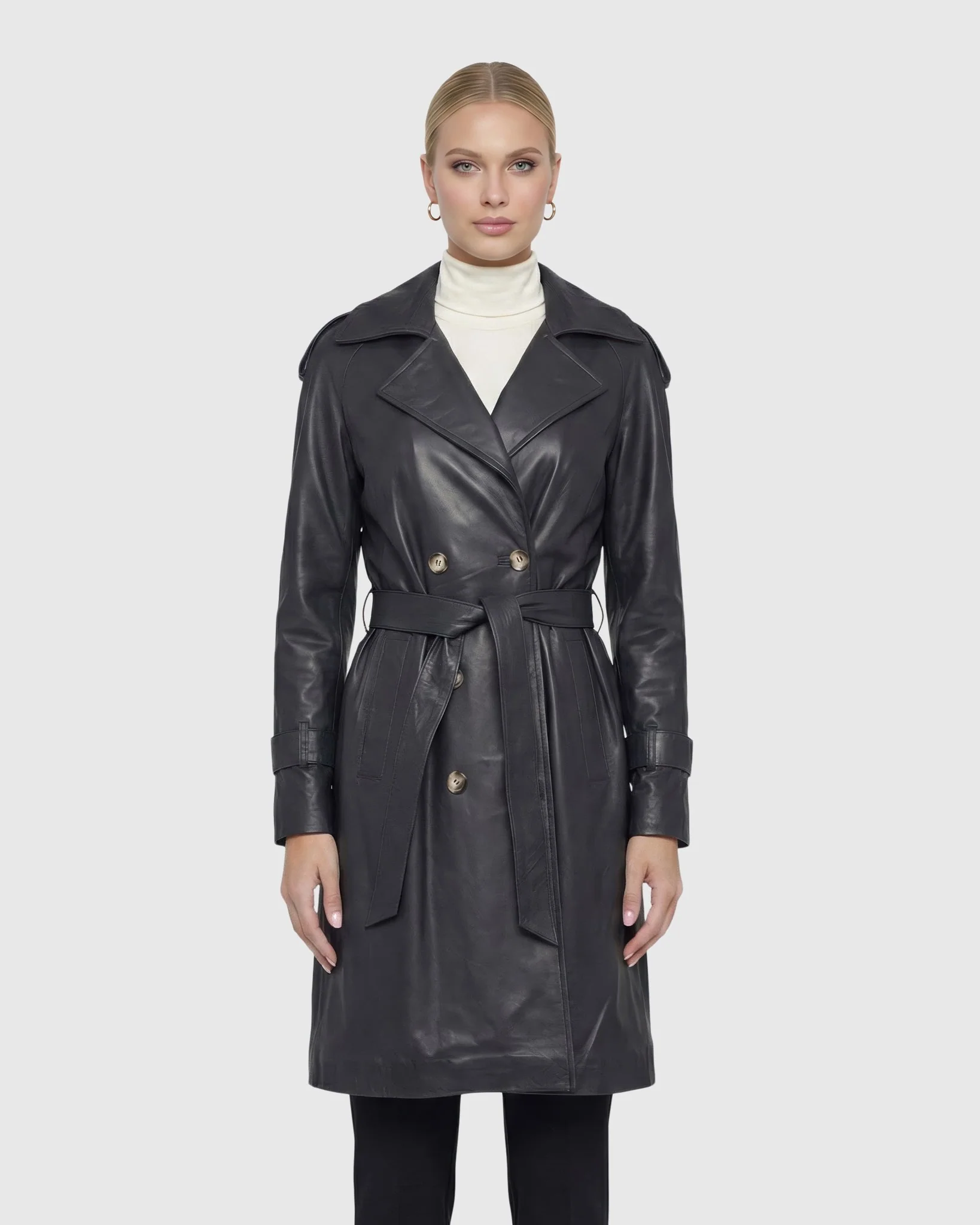SELECT NAPPA LEATHER BELTED TRENCH COAT - Image 2