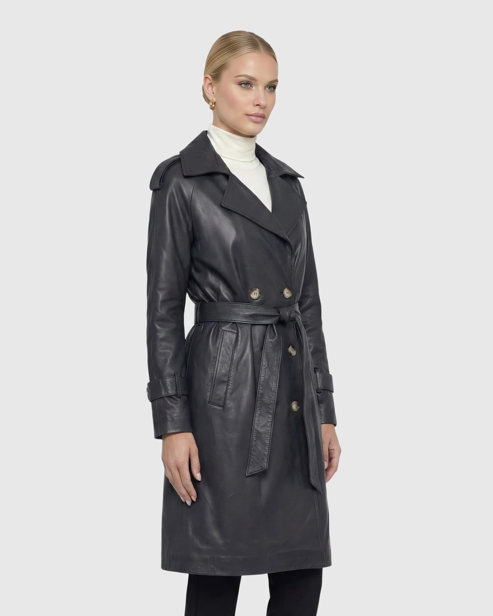 SELECT NAPPA LEATHER BELTED TRENCH COAT - Image 3