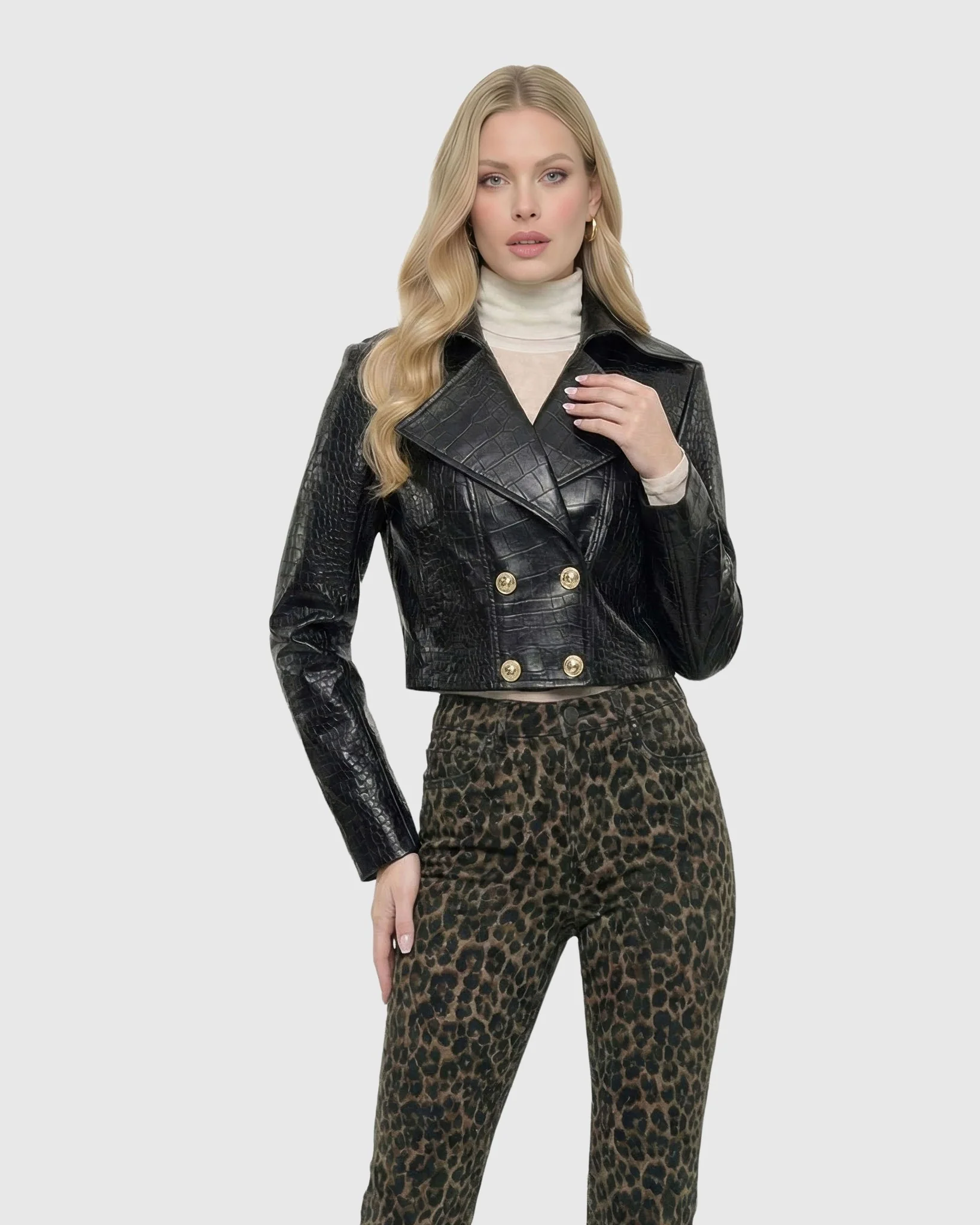 SELECT NAPPA LEATHER CROCO EMBOSSED BOLERO