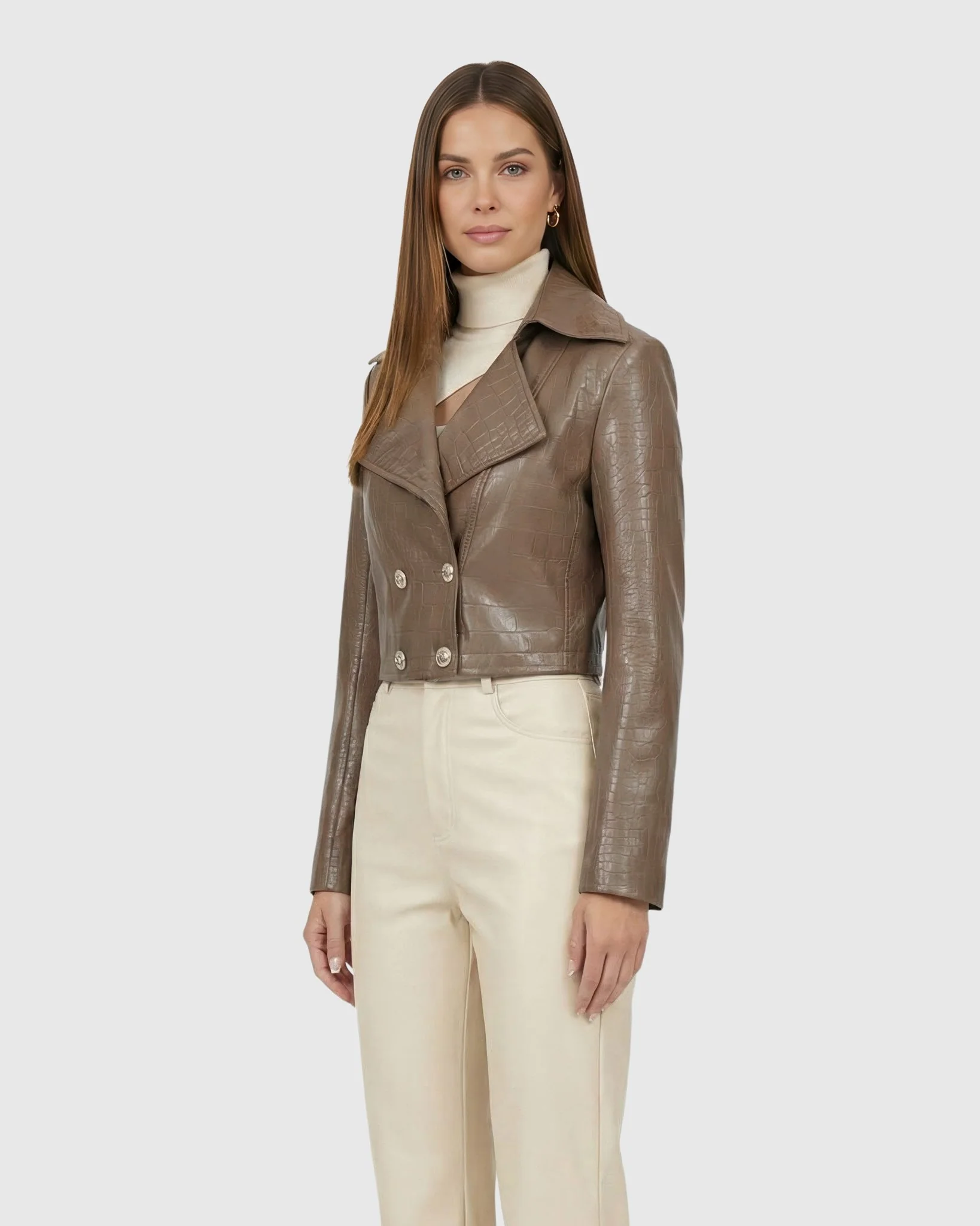SELECT NAPPA LEATHER CROCO EMBOSSED BOLERO - Image 10