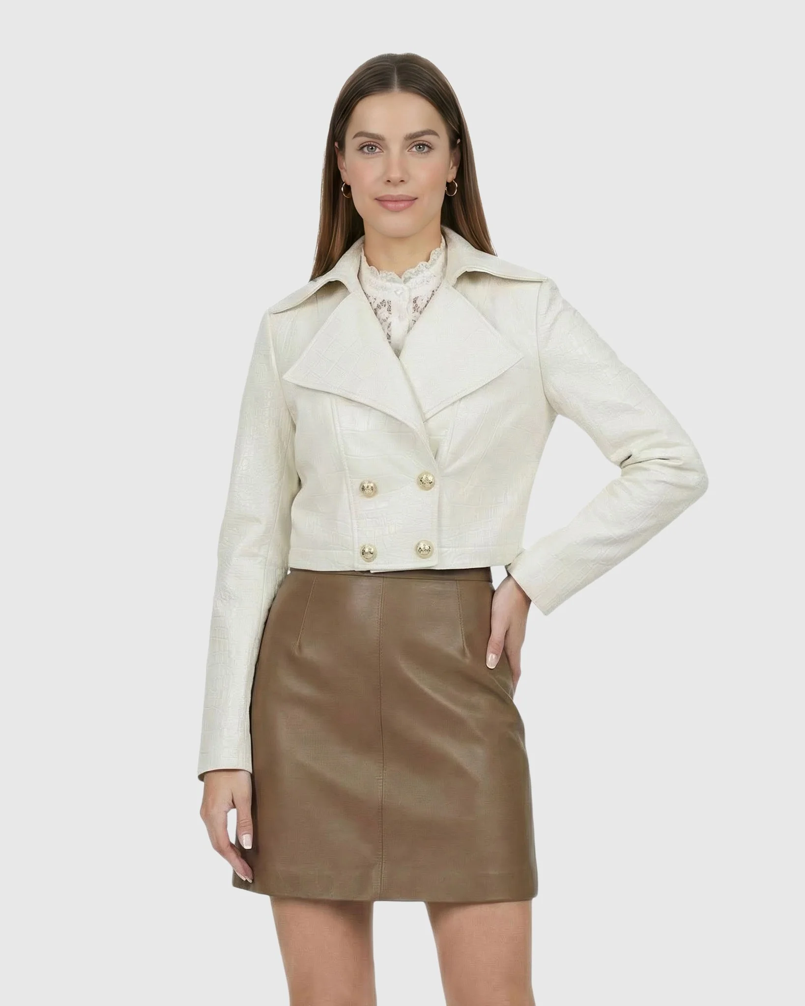SELECT NAPPA LEATHER CROCO EMBOSSED BOLERO - Image 15