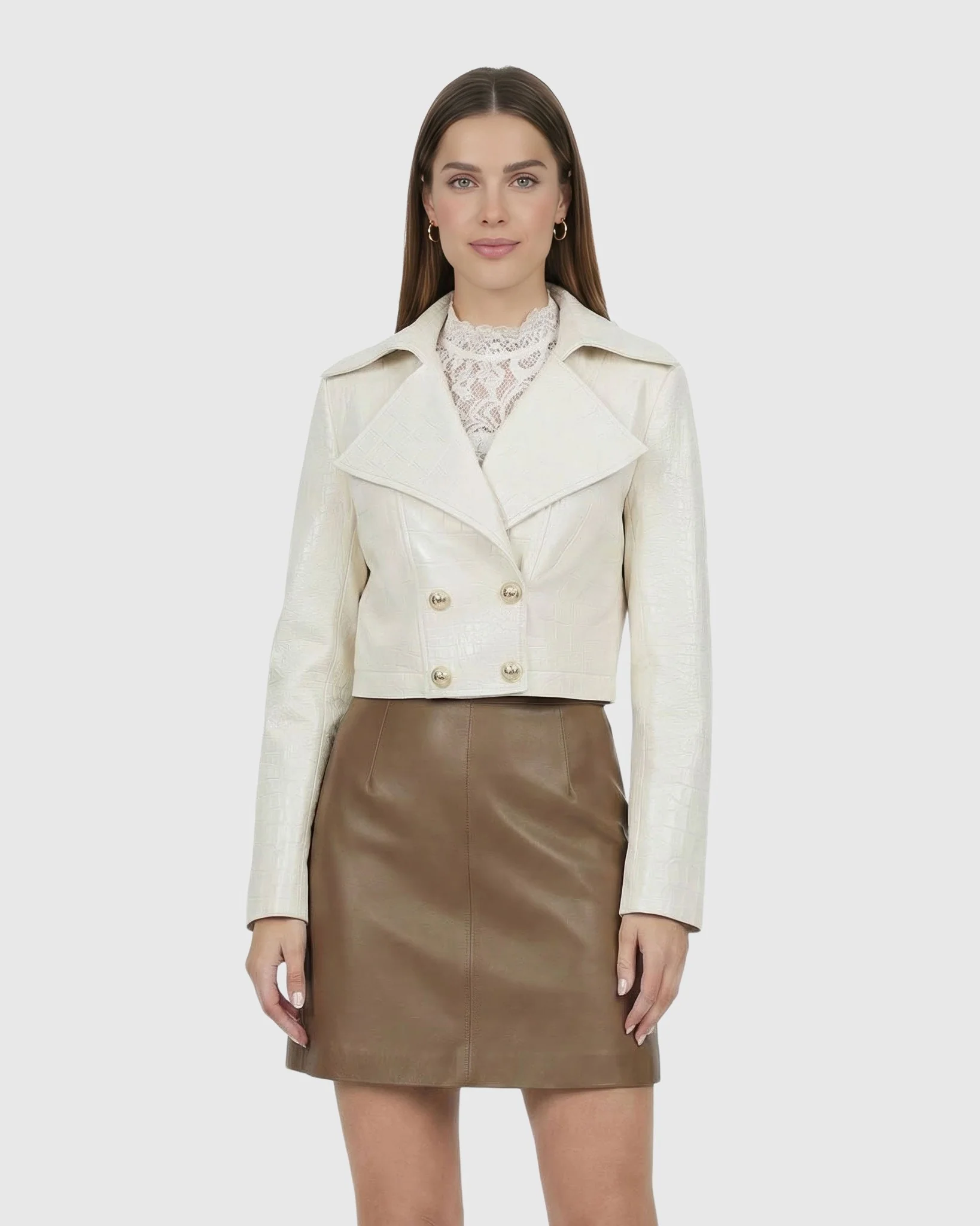 SELECT NAPPA LEATHER CROCO EMBOSSED BOLERO - Image 16