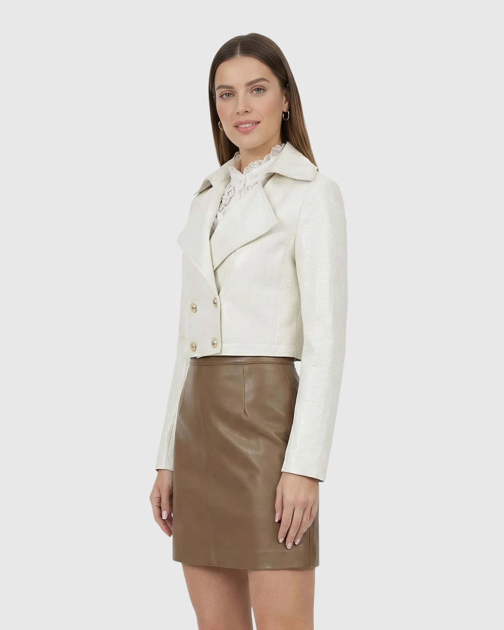 SELECT NAPPA LEATHER CROCO EMBOSSED BOLERO - Image 17