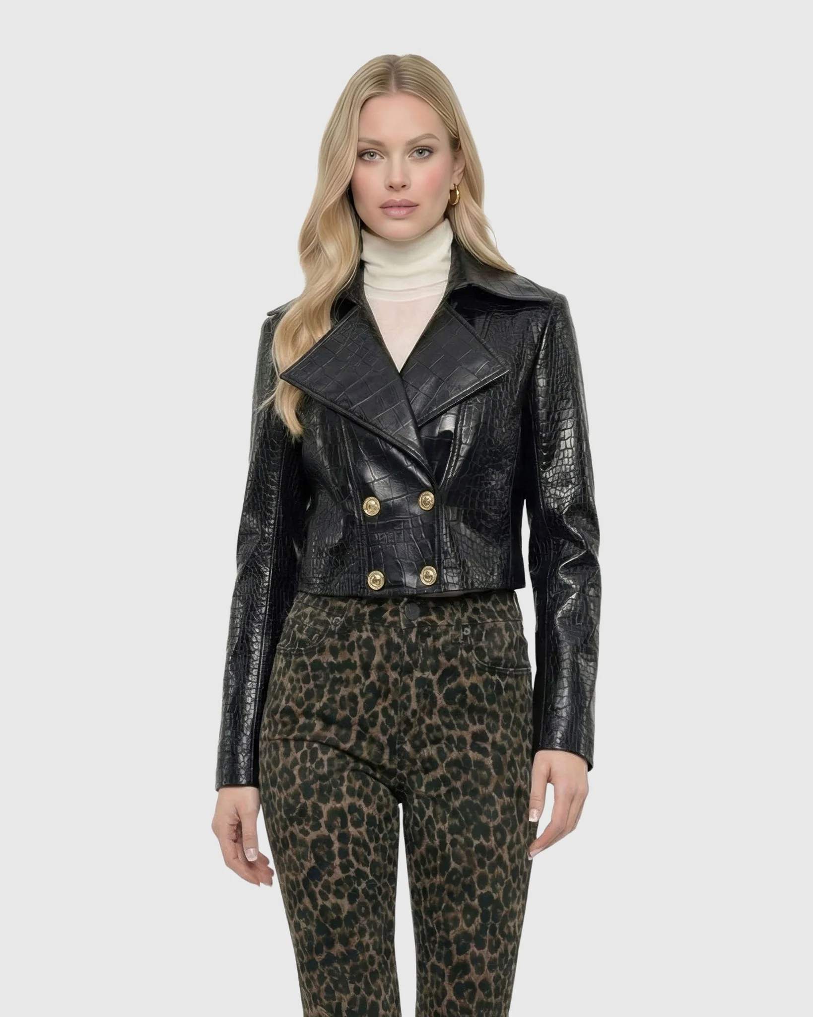 SELECT NAPPA LEATHER CROCO EMBOSSED BOLERO - Image 2