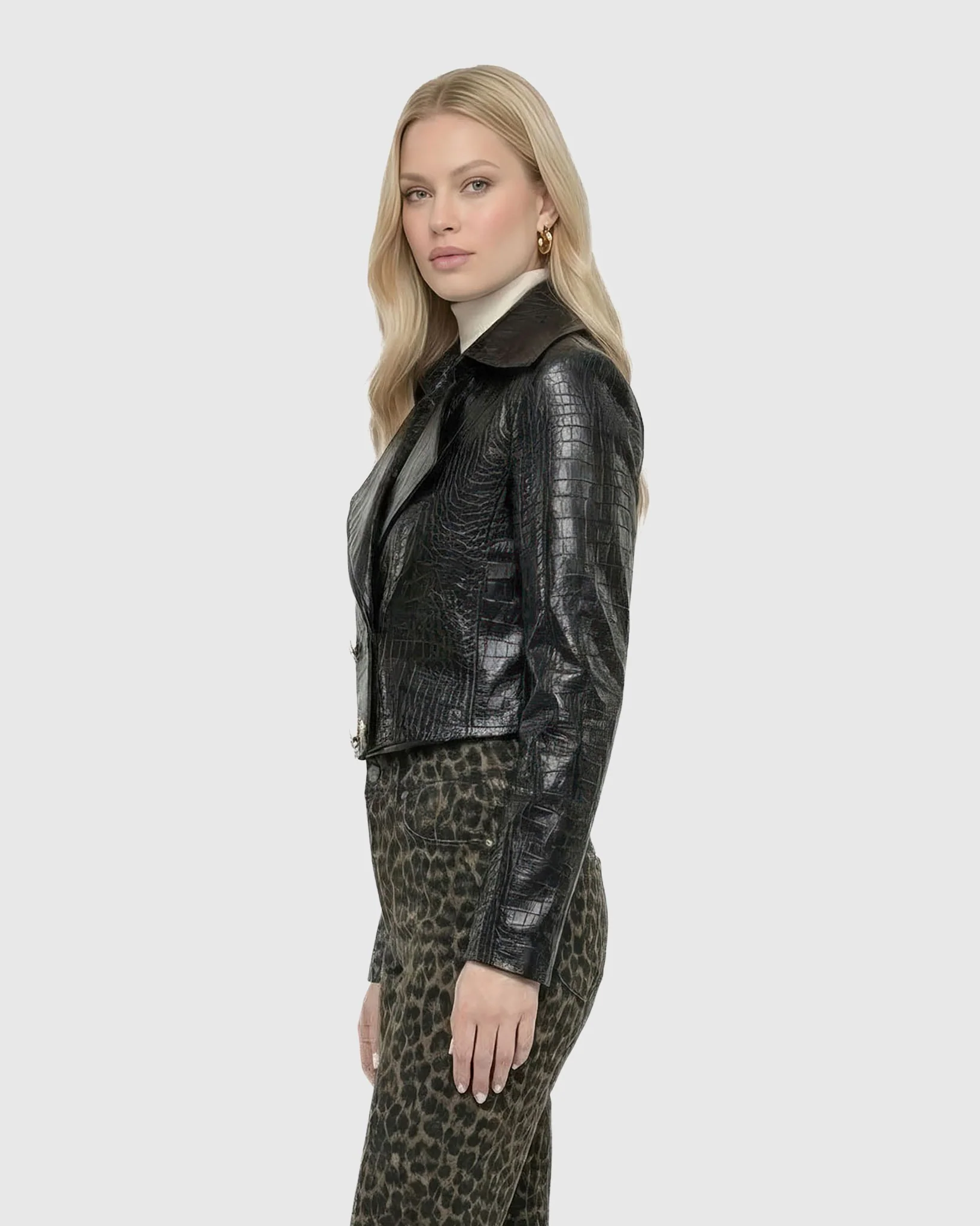 SELECT NAPPA LEATHER CROCO EMBOSSED BOLERO - Image 3