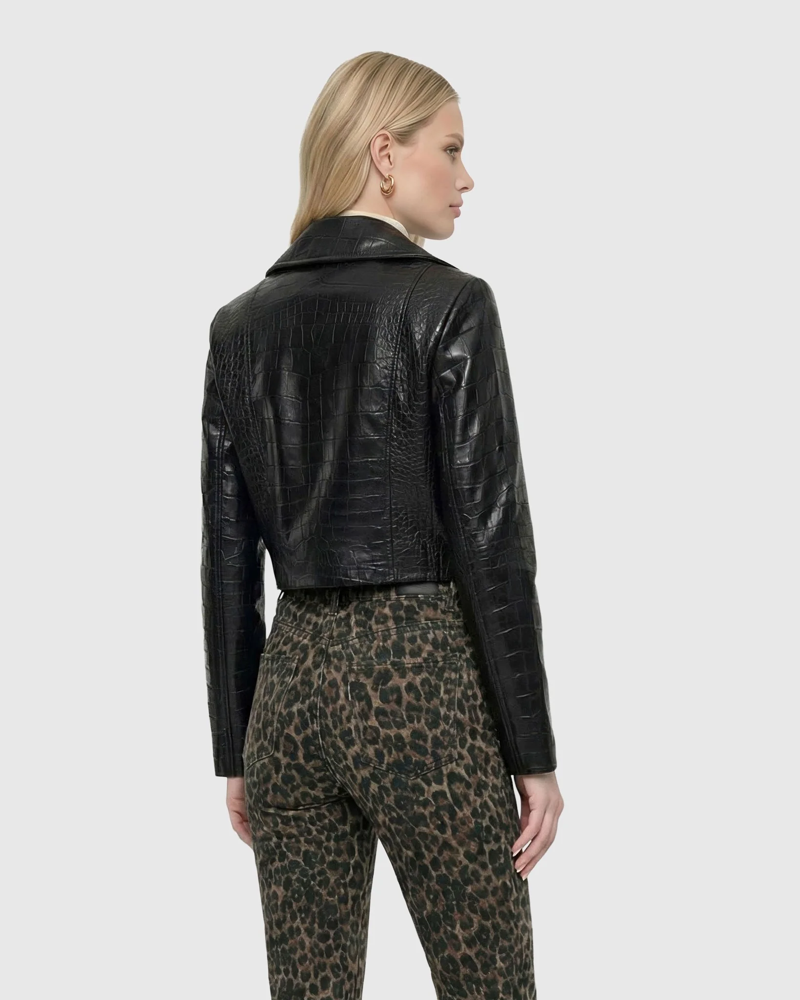 SELECT NAPPA LEATHER CROCO EMBOSSED BOLERO - Image 5