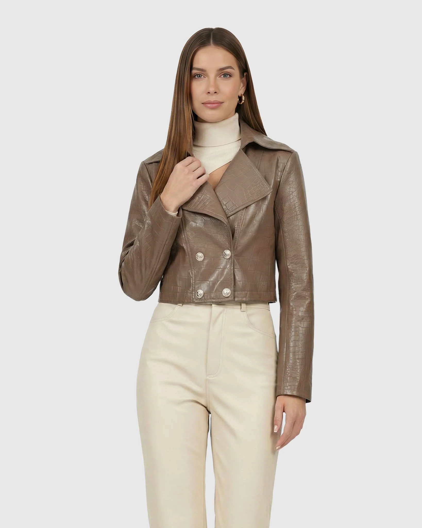 SELECT NAPPA LEATHER CROCO EMBOSSED BOLERO - Image 8