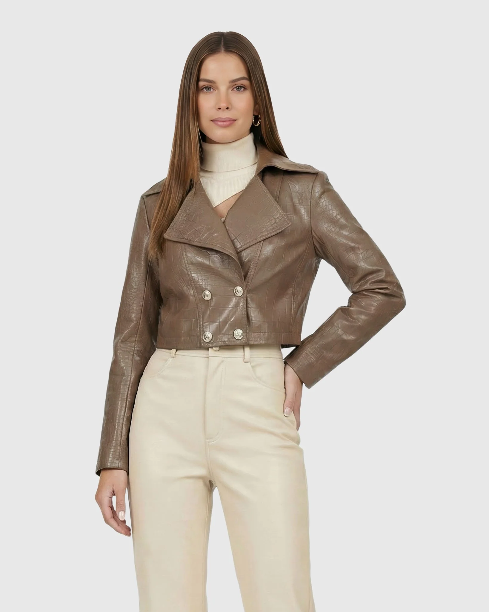 SELECT NAPPA LEATHER CROCO EMBOSSED BOLERO - Image 9