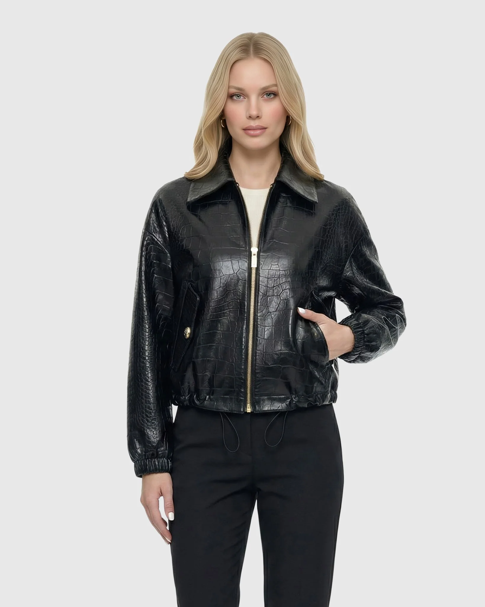 SELECT NAPPA LEATHER CROCO EMBOSSED JACKET