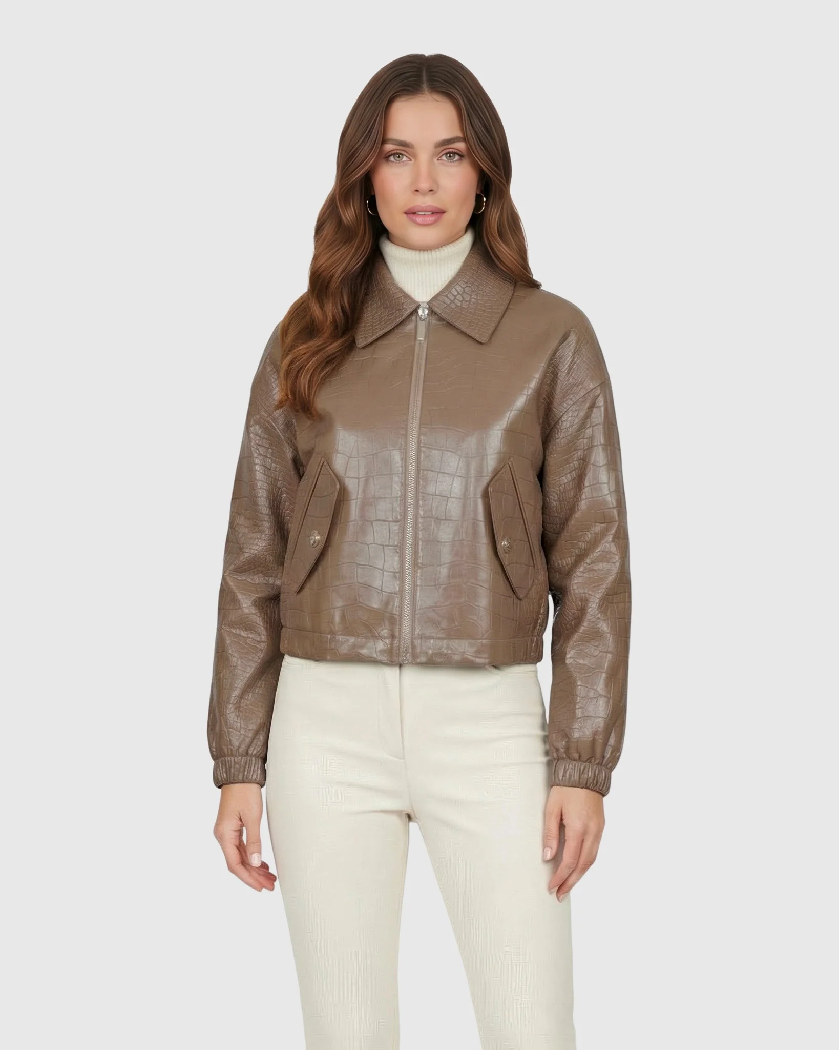 SELECT NAPPA LEATHER CROCO EMBOSSED JACKET - Image 15