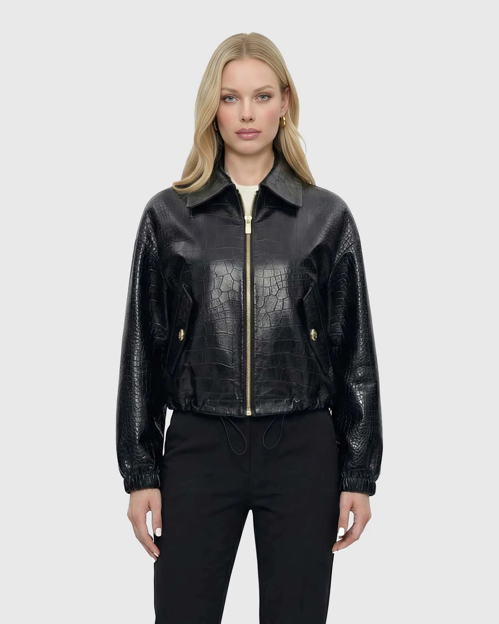 SELECT NAPPA LEATHER CROCO EMBOSSED JACKET - Image 2