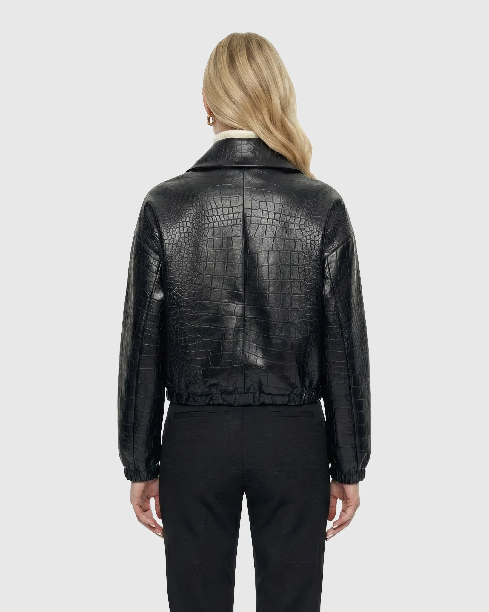 SELECT NAPPA LEATHER CROCO EMBOSSED JACKET - Image 4