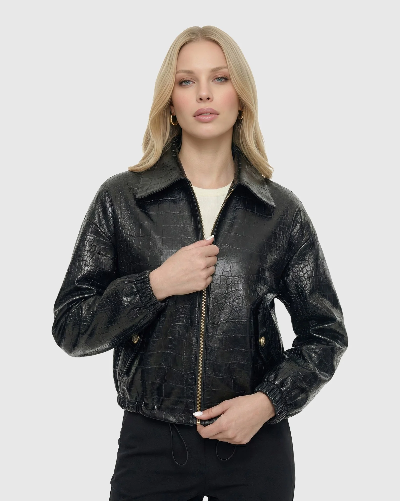 SELECT NAPPA LEATHER CROCO EMBOSSED JACKET - Image 5