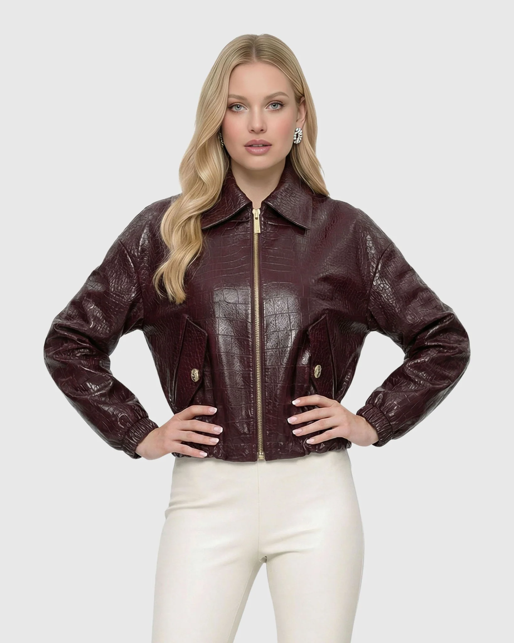 SELECT NAPPA LEATHER CROCO EMBOSSED JACKET - Image 7