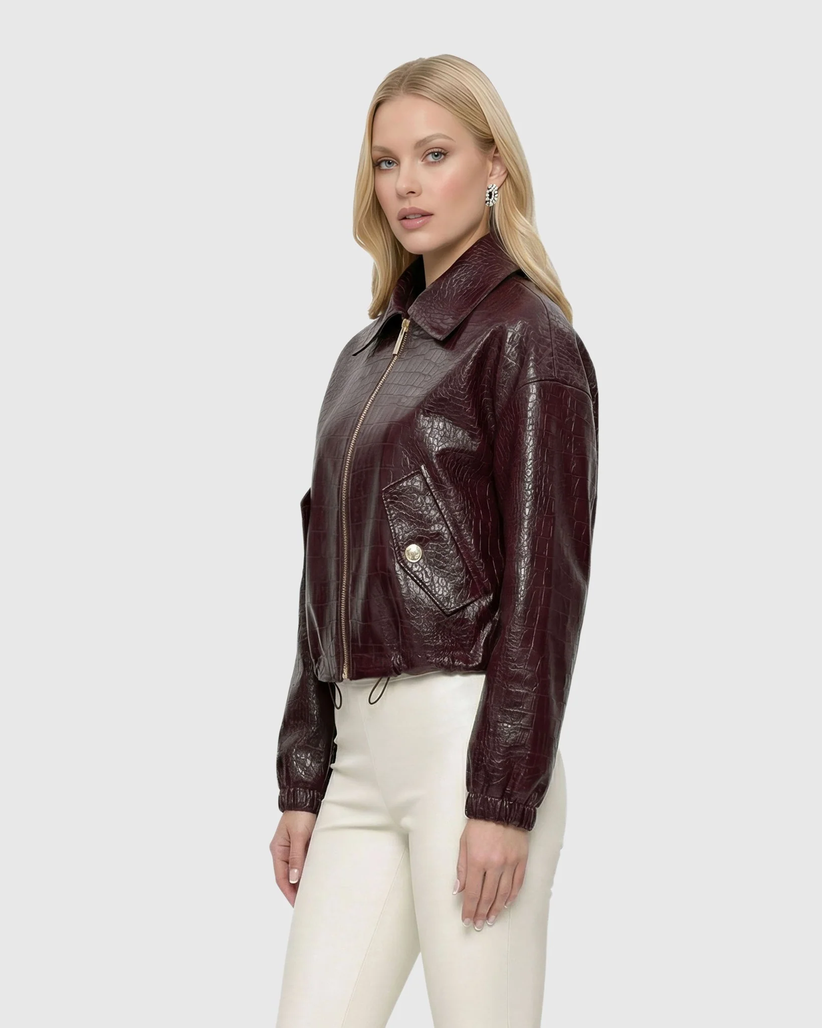 SELECT NAPPA LEATHER CROCO EMBOSSED JACKET - Image 9