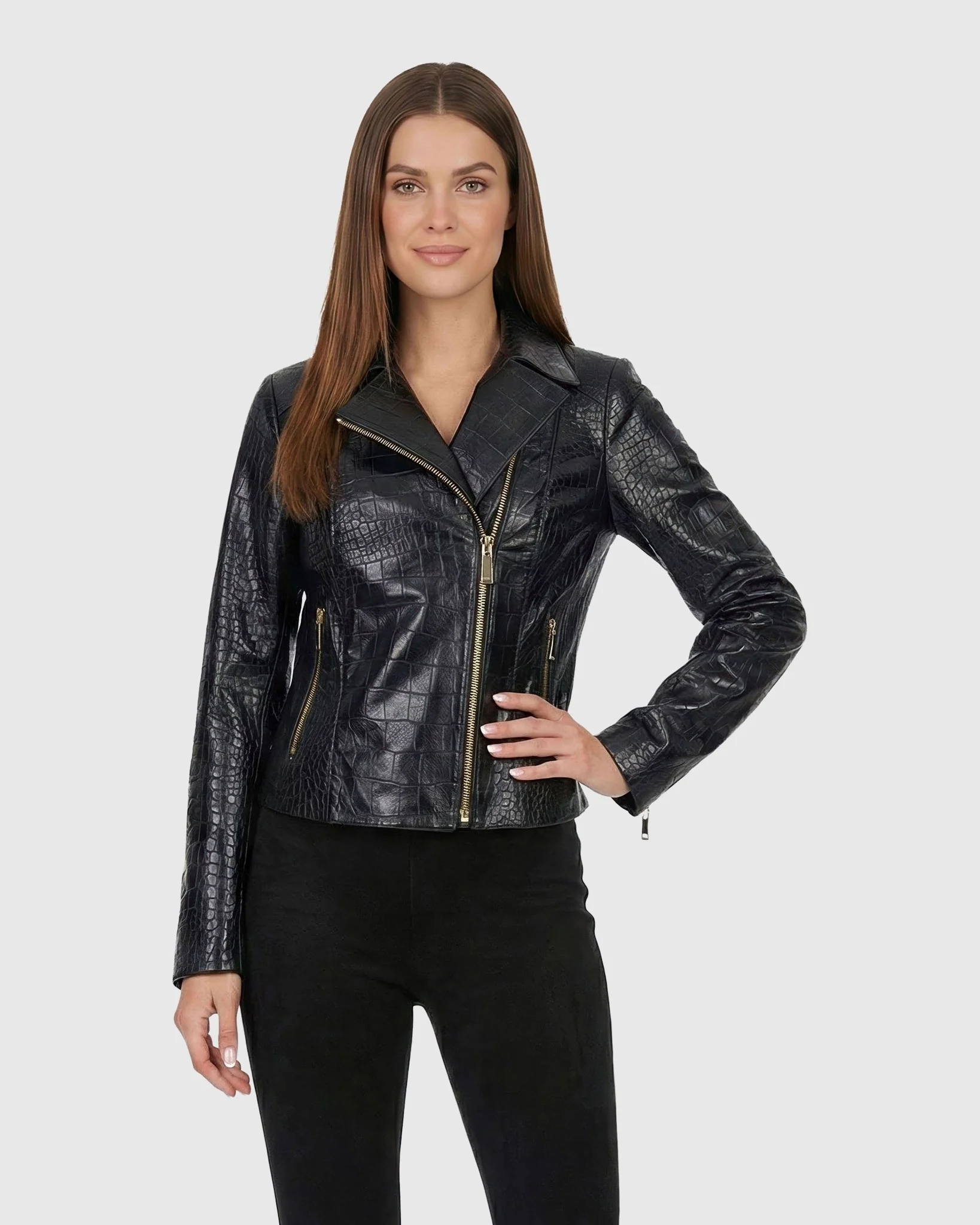 SELECT NAPPA LEATHER CROCO EMBOSSED JACKET