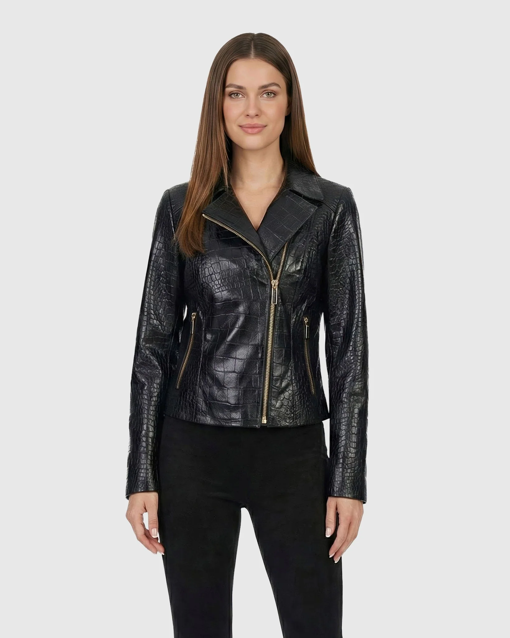 SELECT NAPPA LEATHER CROCO EMBOSSED JACKET - Image 2