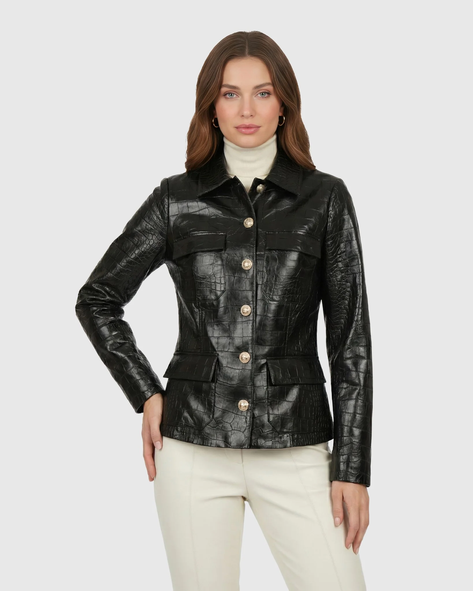 SELECT NAPPA LEATHER CROCO EMBOSSED JACKET