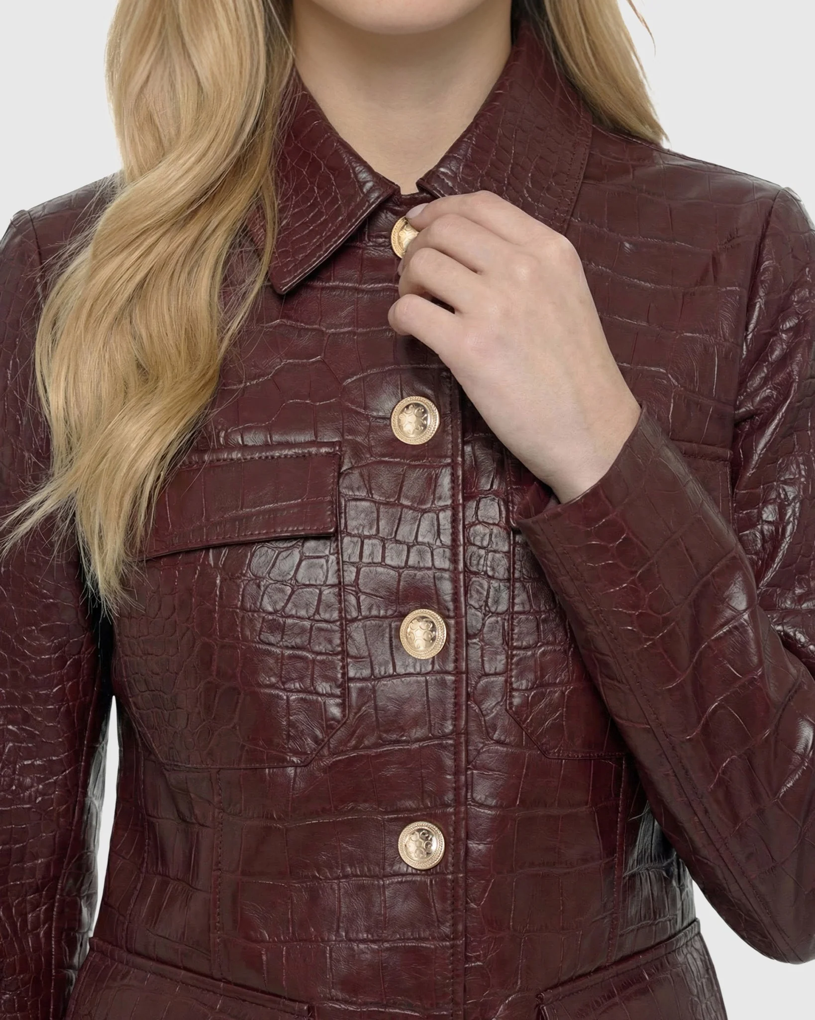 SELECT NAPPA LEATHER CROCO EMBOSSED JACKET - Image 12
