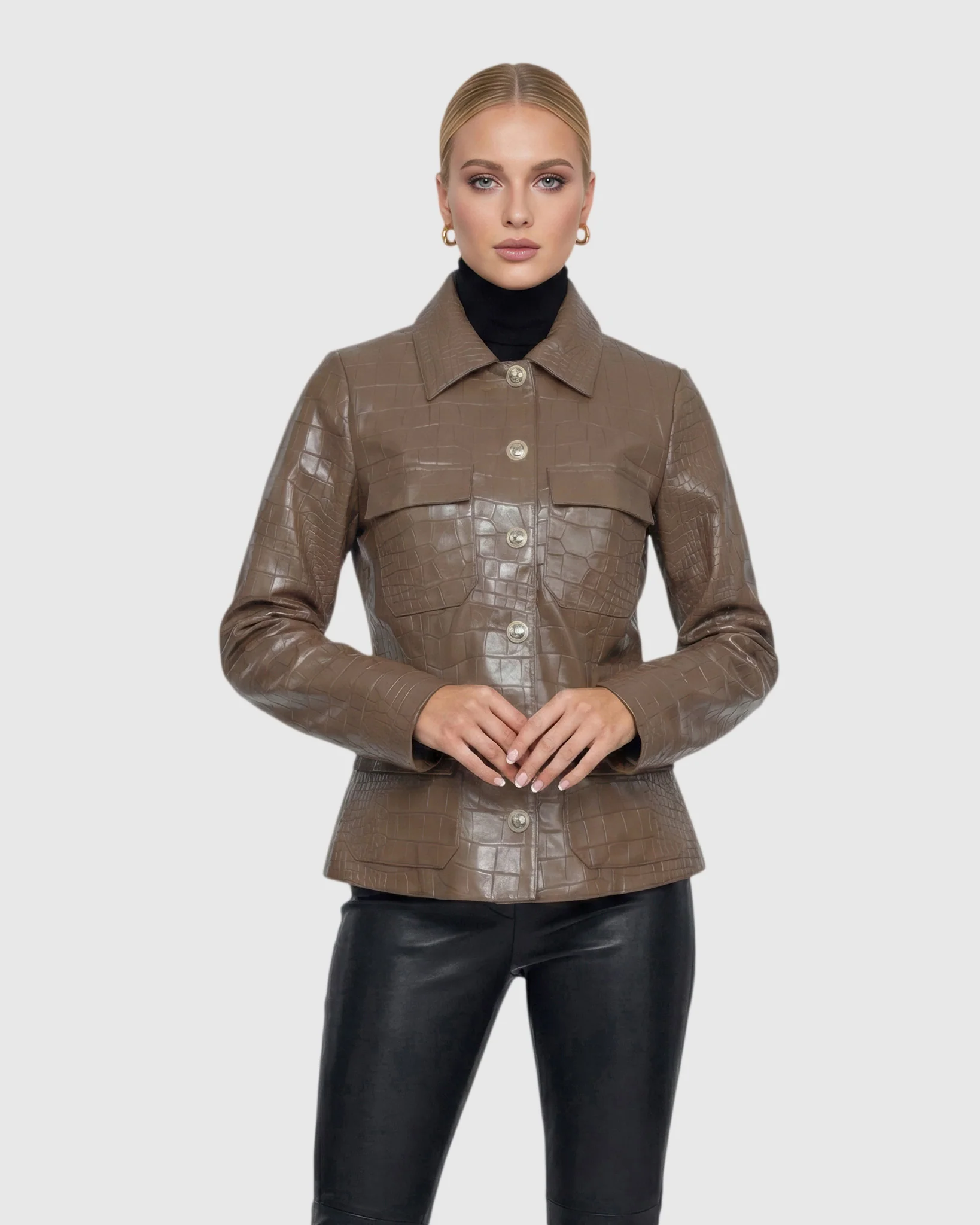 SELECT NAPPA LEATHER CROCO EMBOSSED JACKET - Image 14