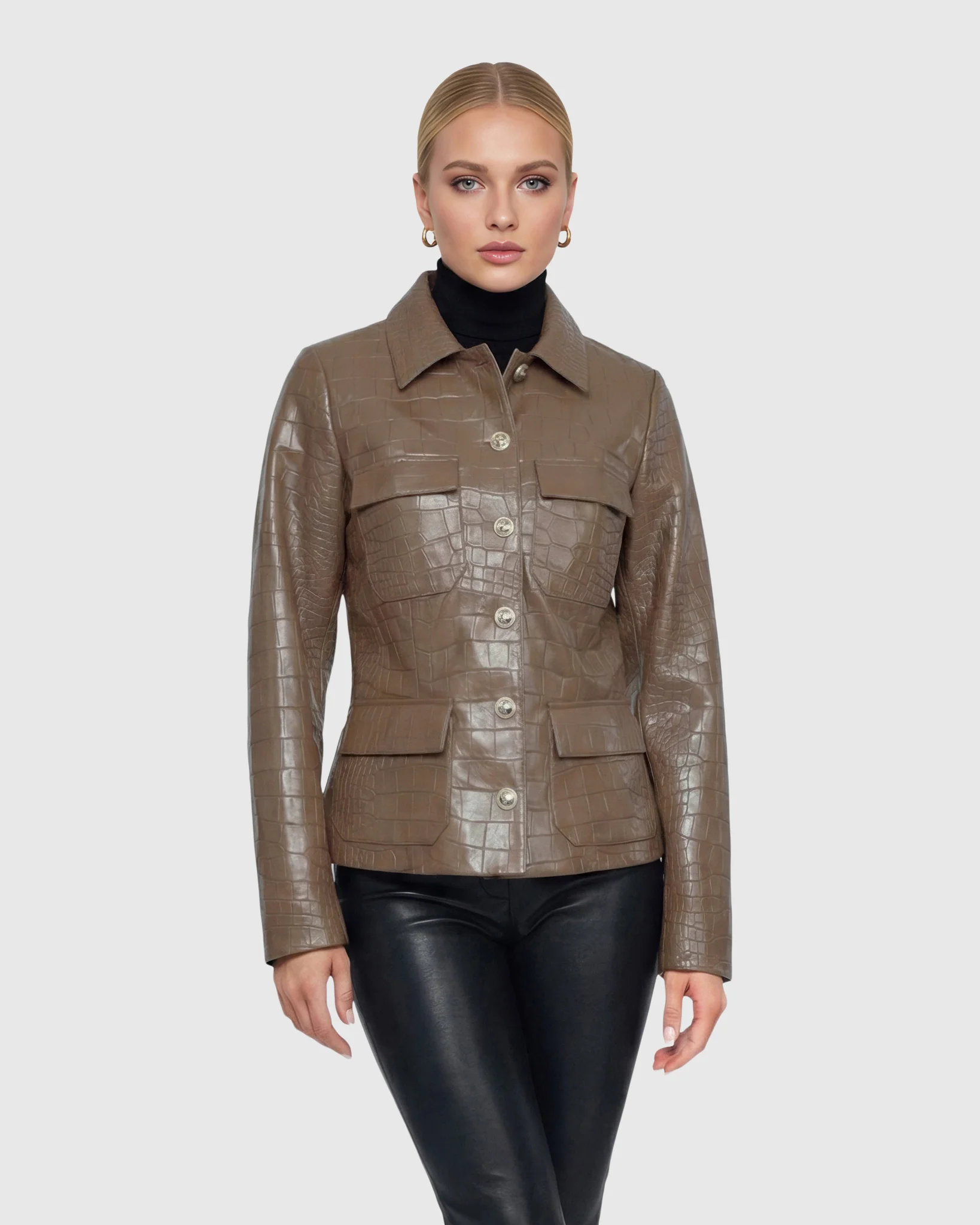 SELECT NAPPA LEATHER CROCO EMBOSSED JACKET - Image 15