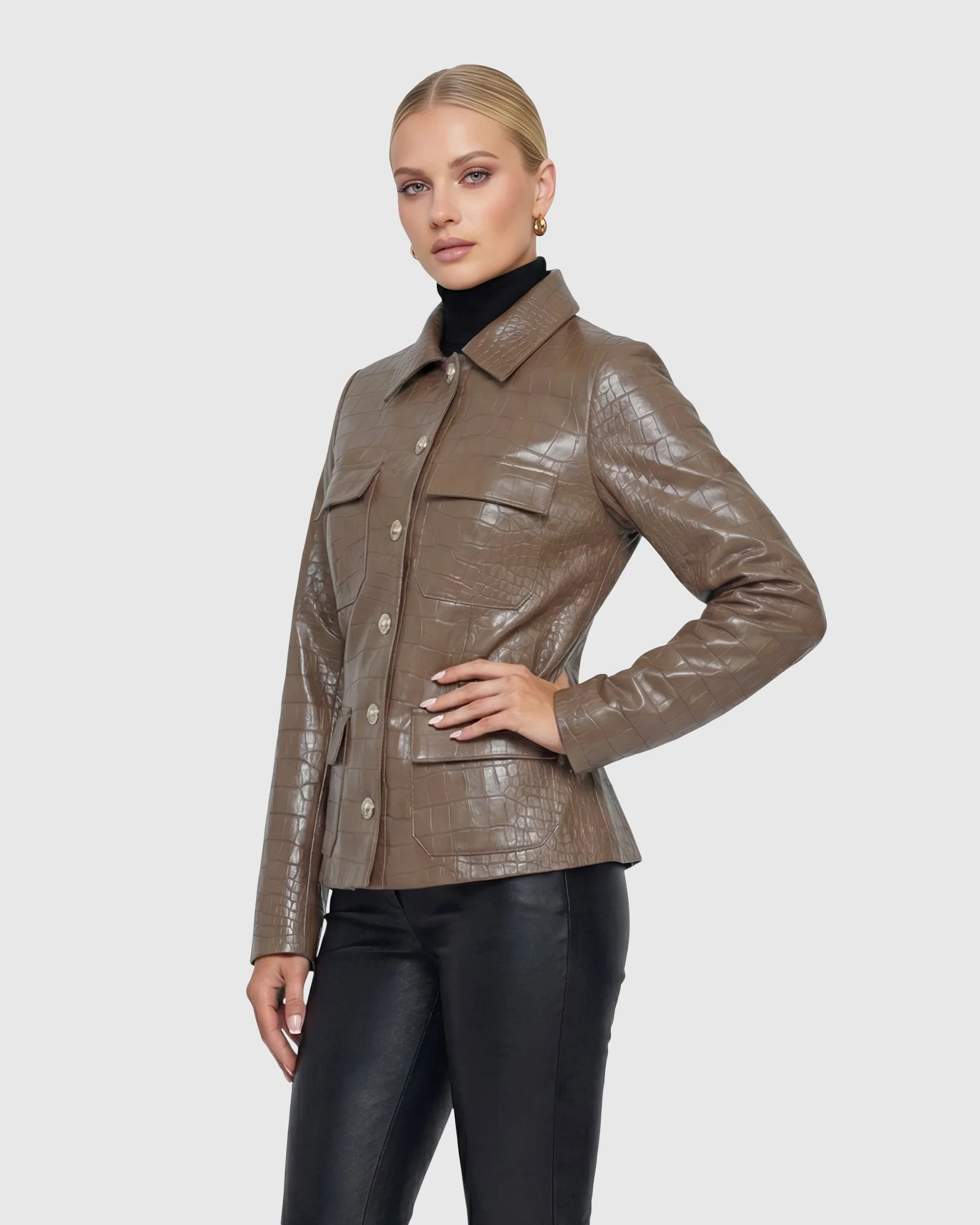 SELECT NAPPA LEATHER CROCO EMBOSSED JACKET - Image 16
