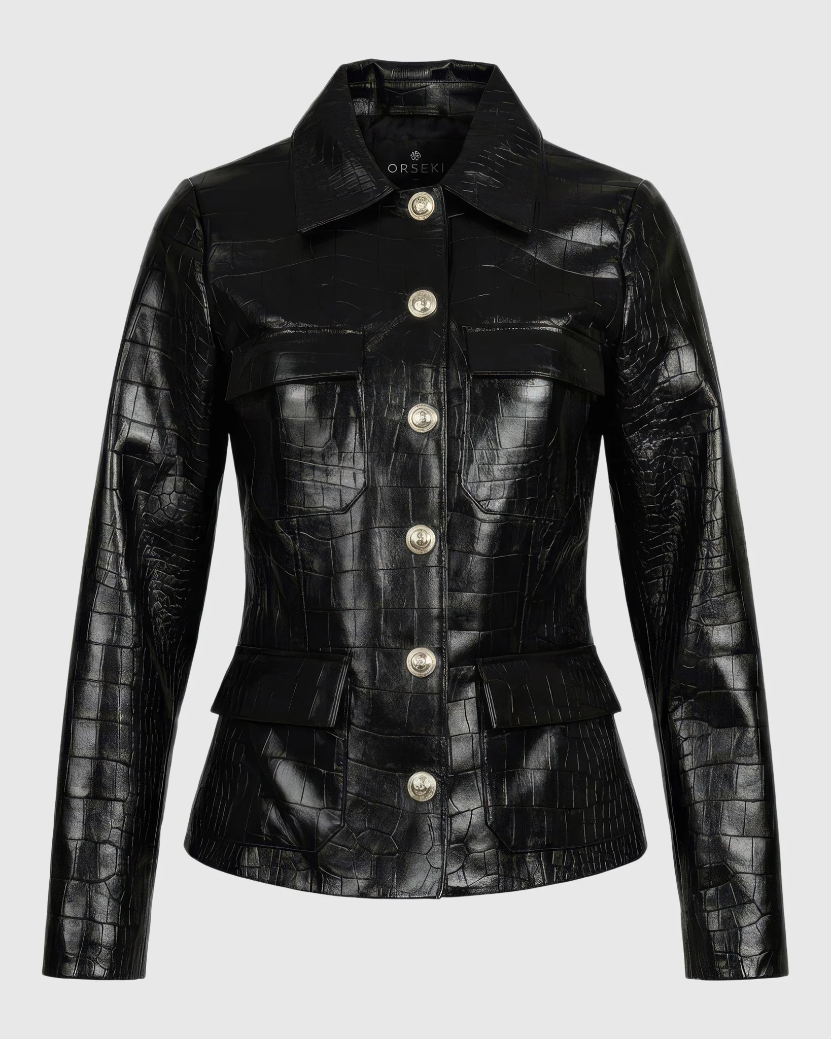 SELECT NAPPA LEATHER CROCO EMBOSSED JACKET - Image 6