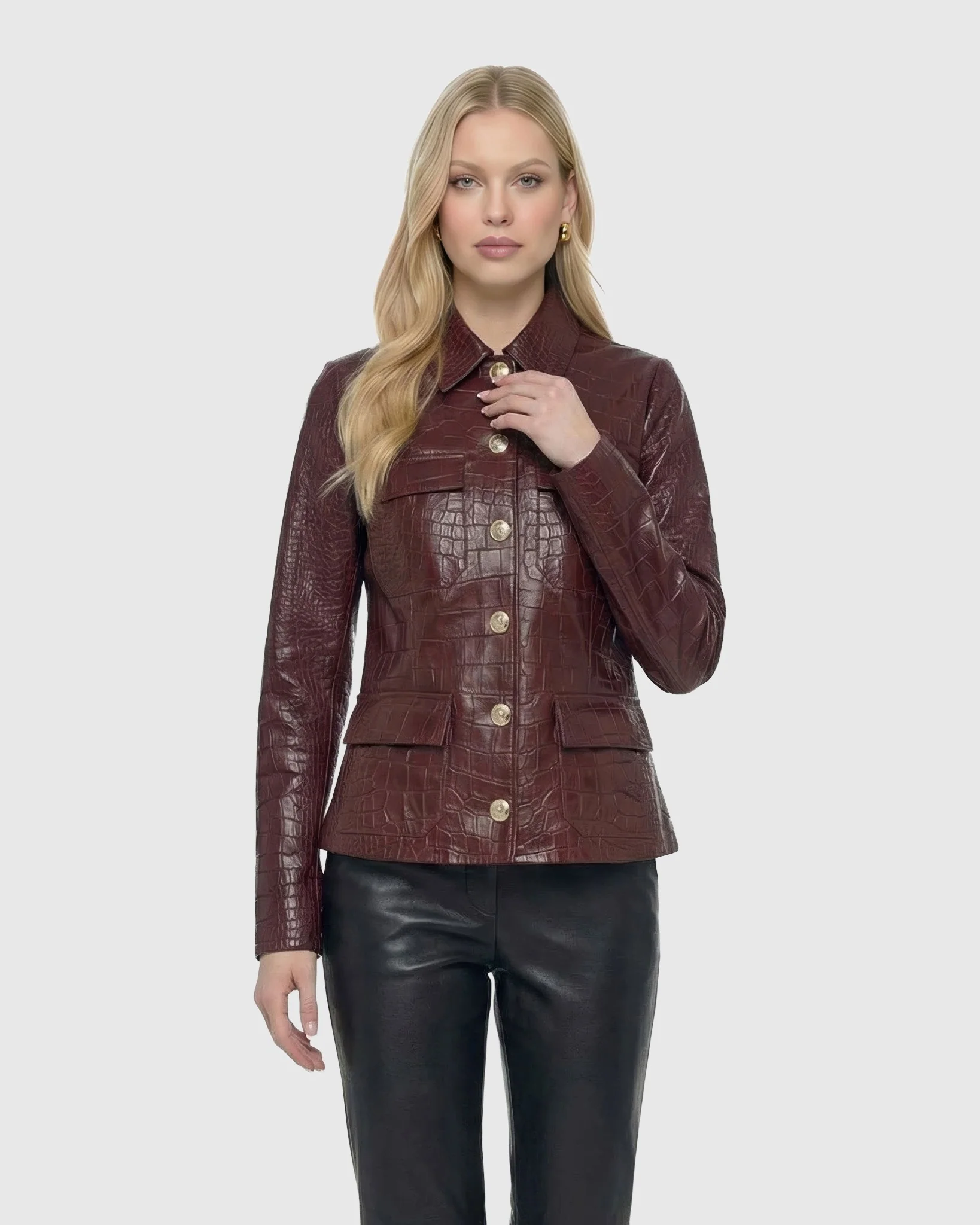 SELECT NAPPA LEATHER CROCO EMBOSSED JACKET - Image 7