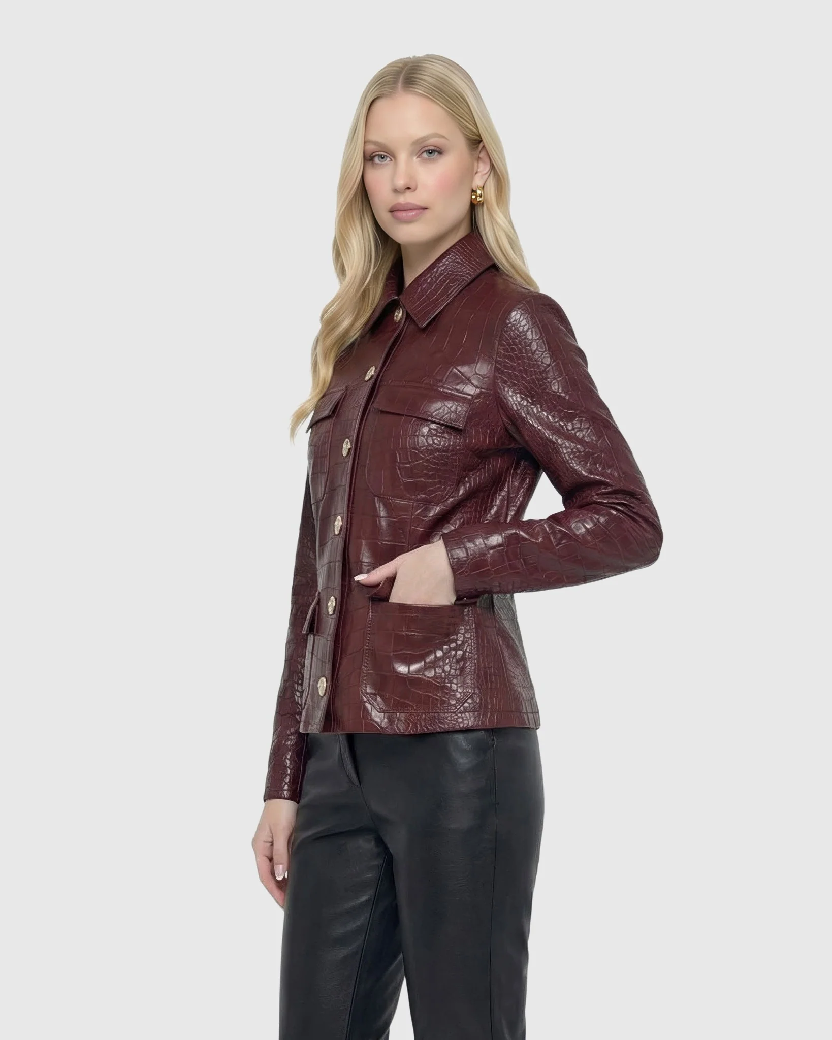 SELECT NAPPA LEATHER CROCO EMBOSSED JACKET - Image 9