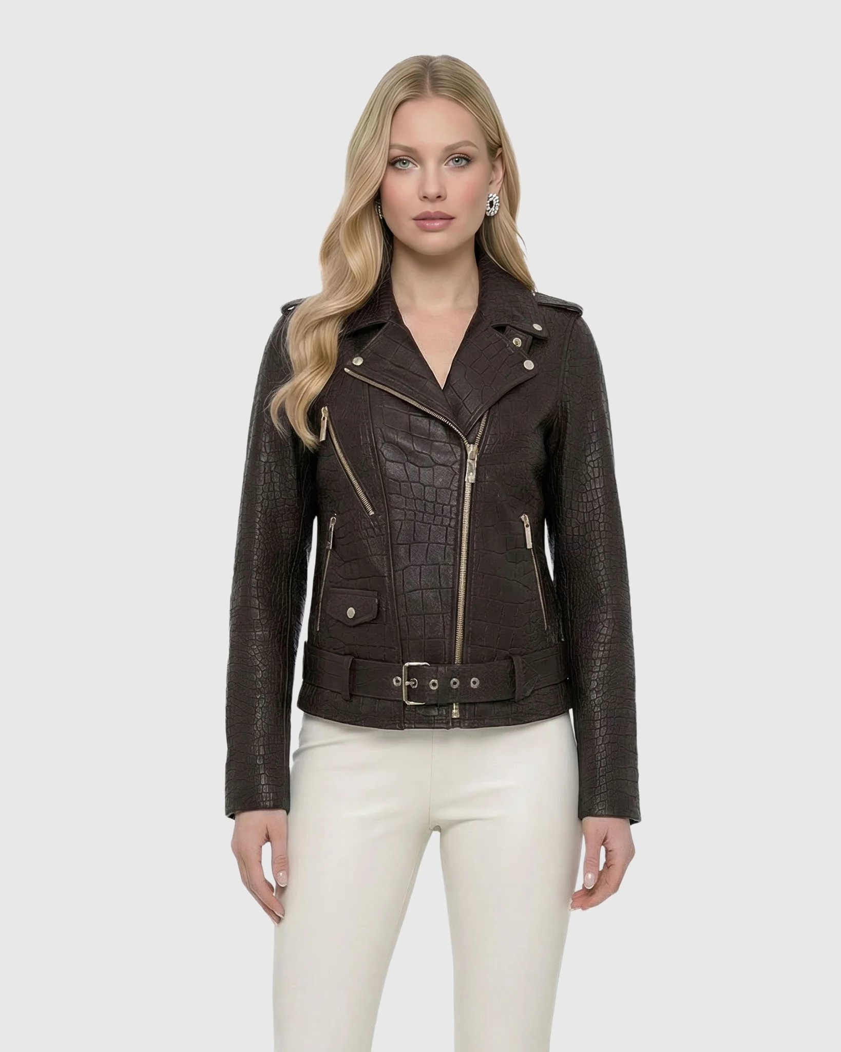 SELECT NAPPA LEATHER CROCO EMBOSSED JACKET