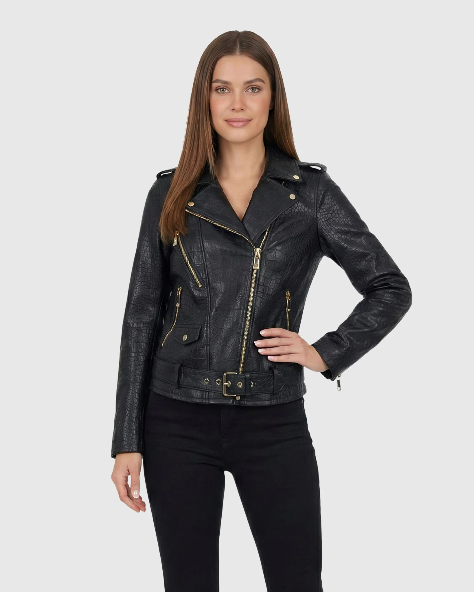 SELECT NAPPA LEATHER CROCO EMBOSSED JACKET - Image 10