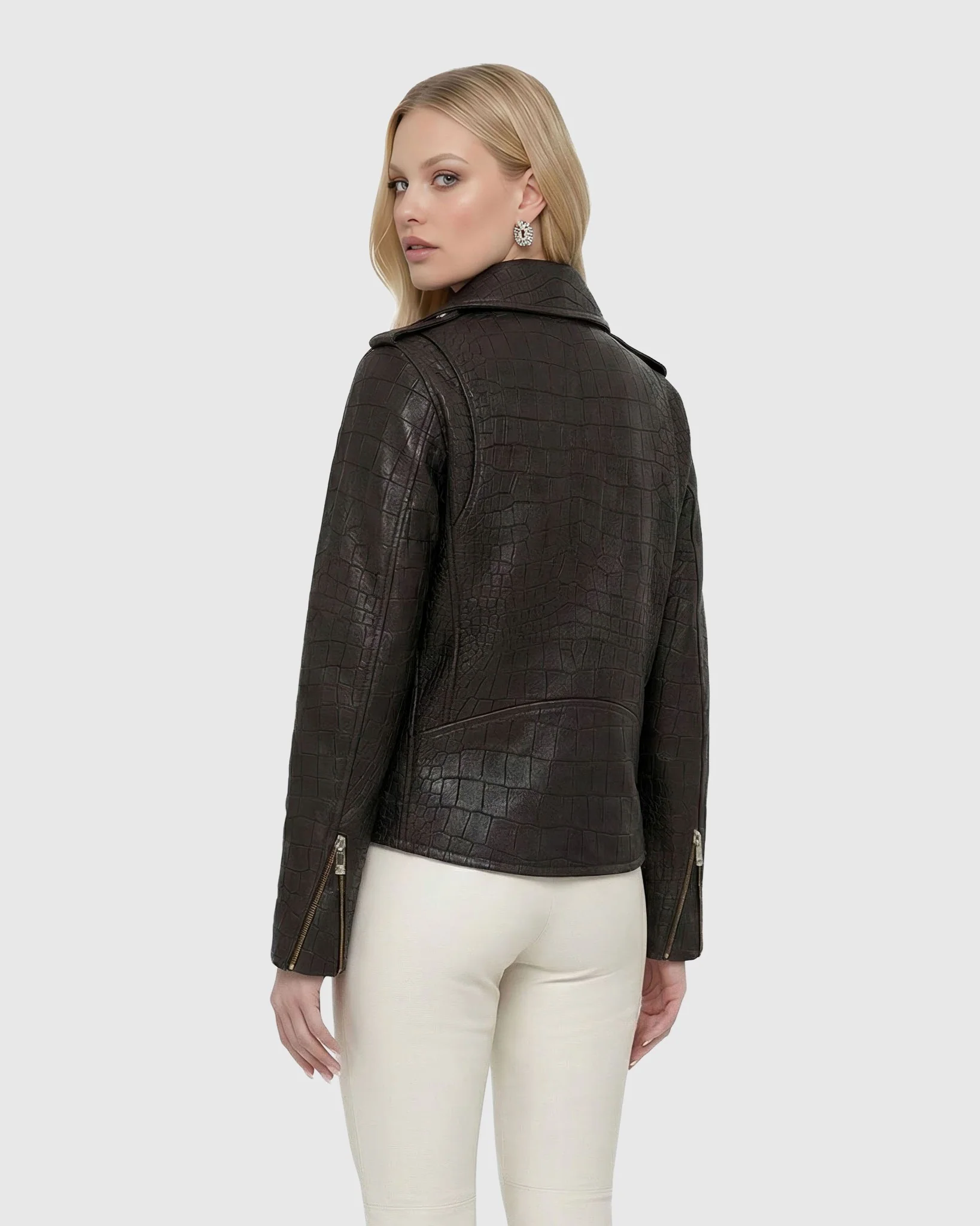 SELECT NAPPA LEATHER CROCO EMBOSSED JACKET - Image 3