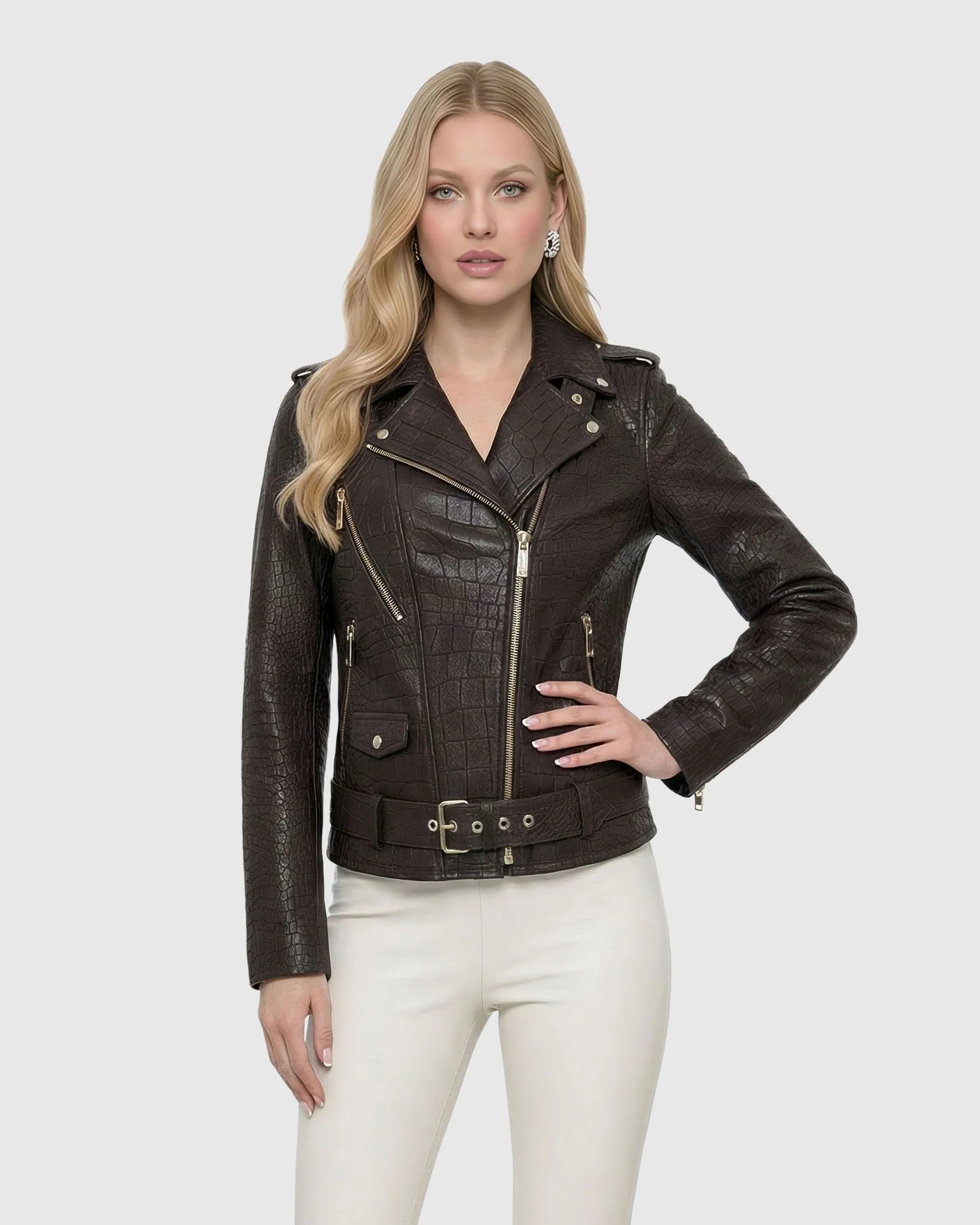 SELECT NAPPA LEATHER CROCO EMBOSSED JACKET - Image 5