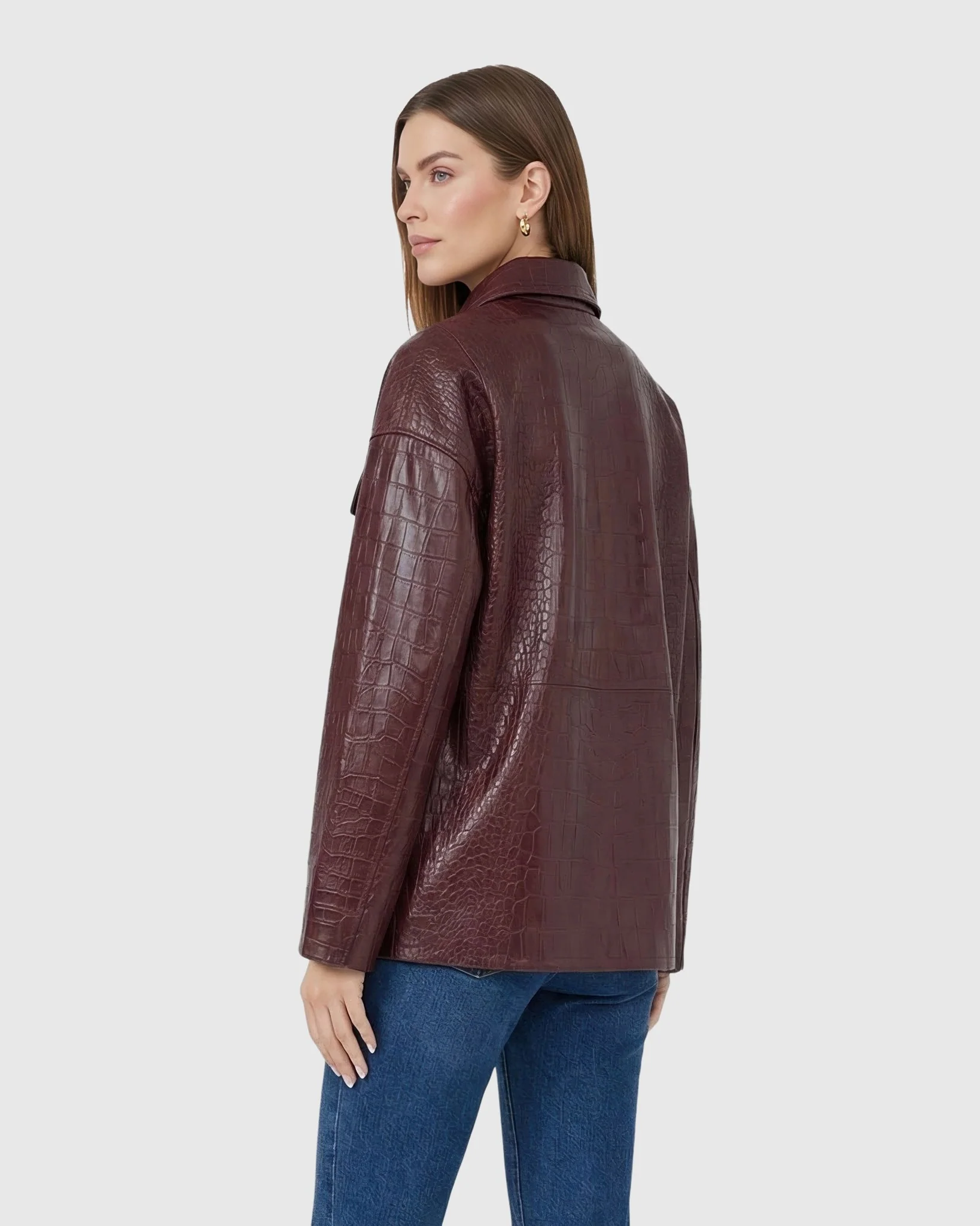 SELECT NAPPA LEATHER CROCO EMBOSSED JACKET, BELT - Image 10