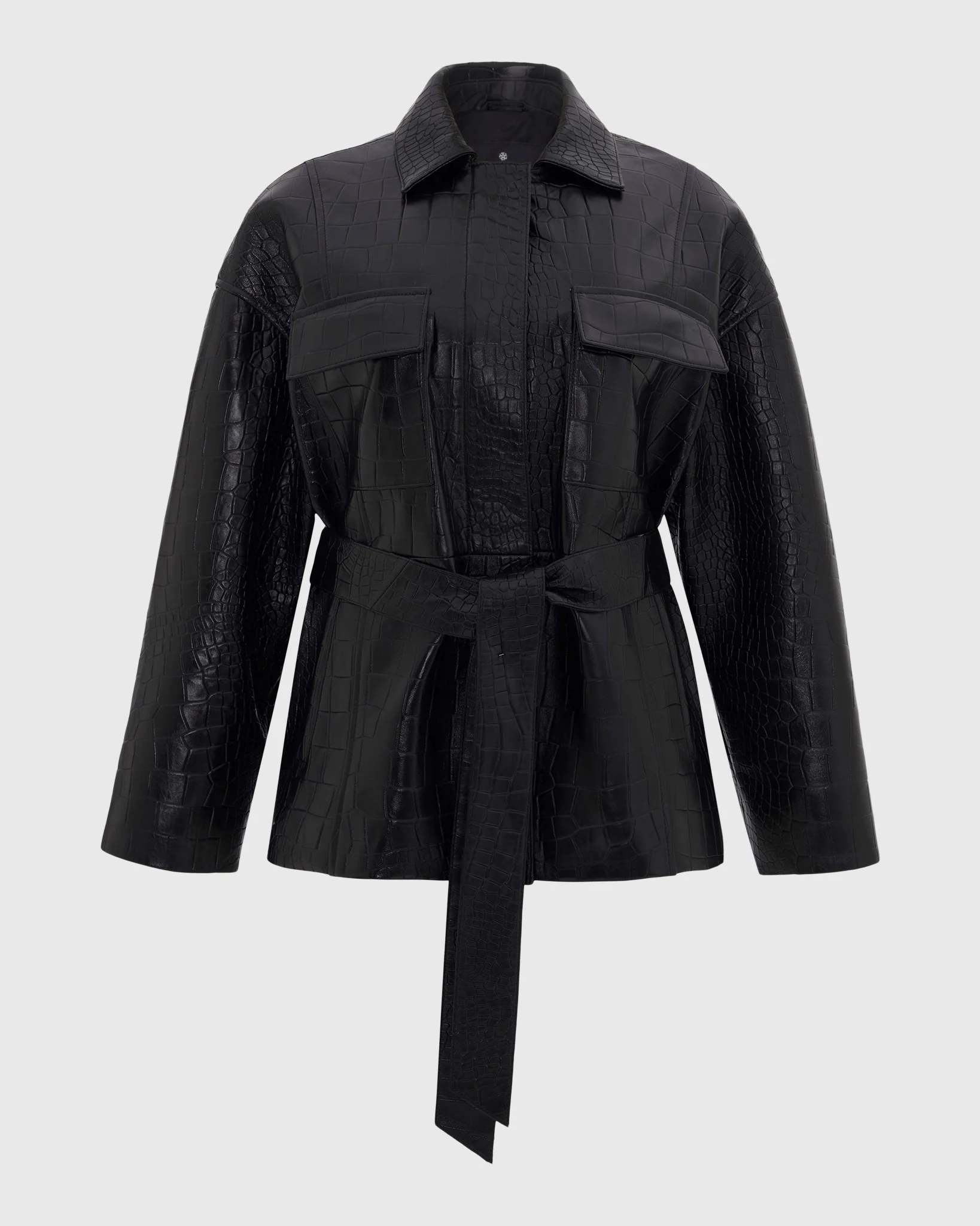 SELECT NAPPA LEATHER CROCO EMBOSSED JACKET, BELT - Image 6
