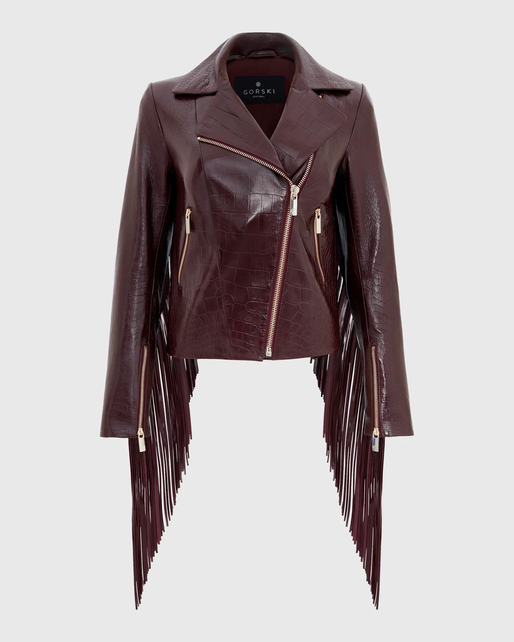 SELECT NAPPA LEATHER CROCO EMBOSSED JACKET WITH FRINGES - Image 14