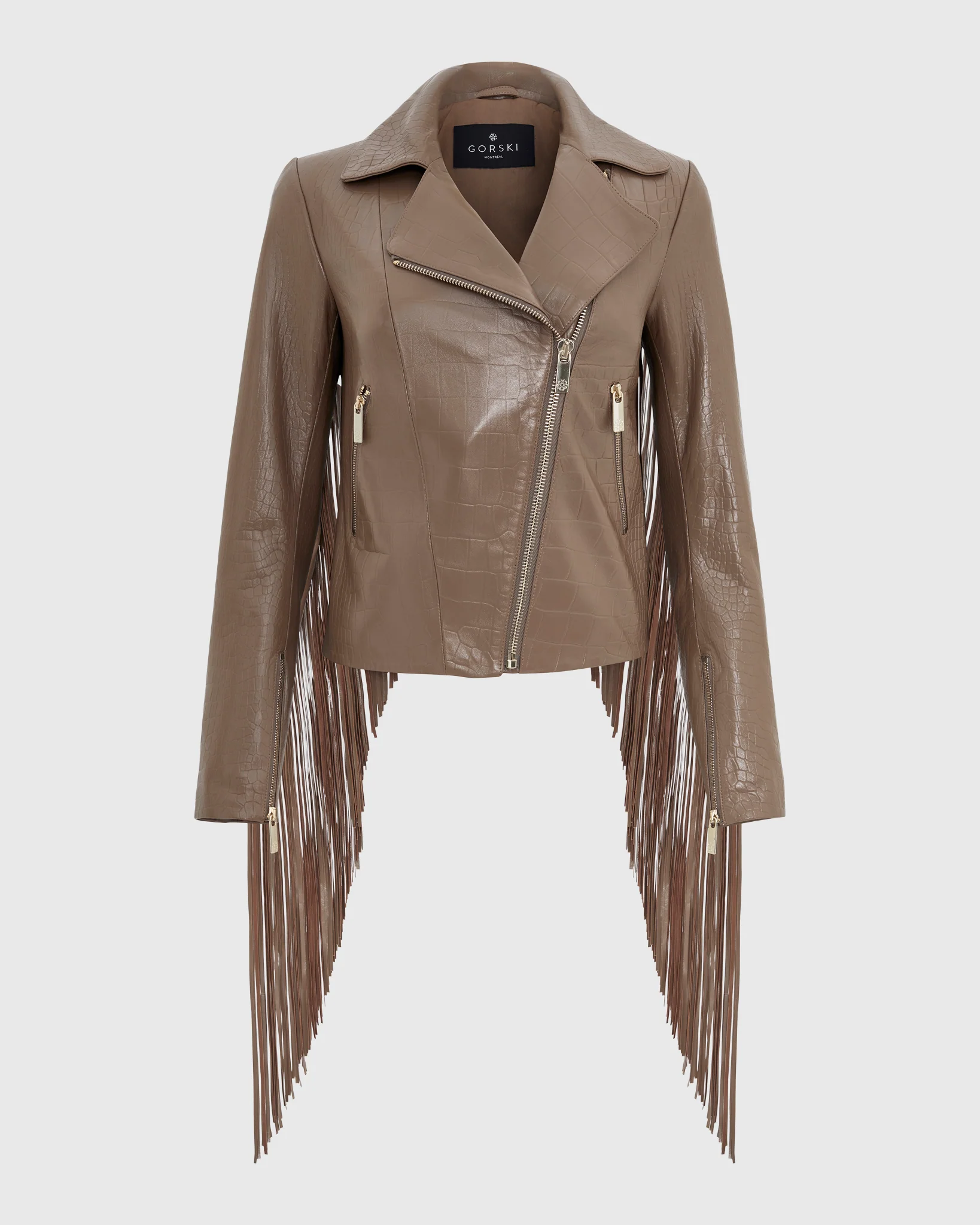 SELECT NAPPA LEATHER CROCO EMBOSSED JACKET WITH FRINGES - Image 20