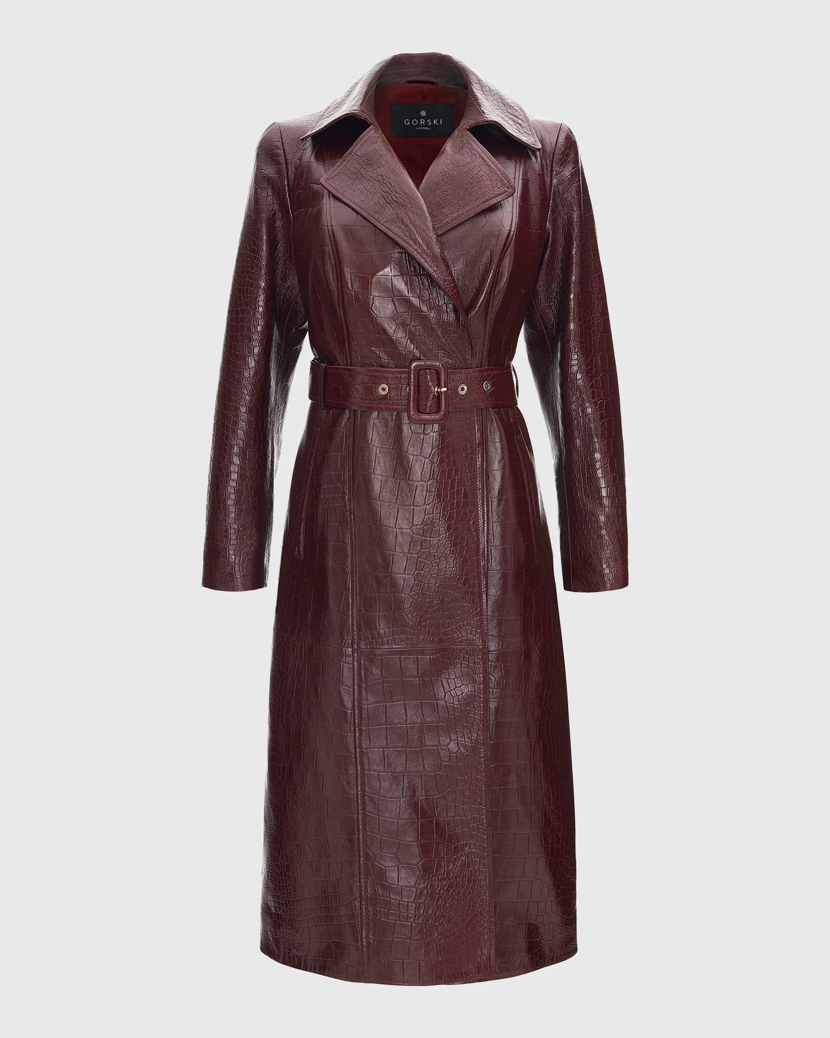 SELECT NAPPA LEATHER CROCO EMBOSSED TRENCH COAT, BELT - Image 14