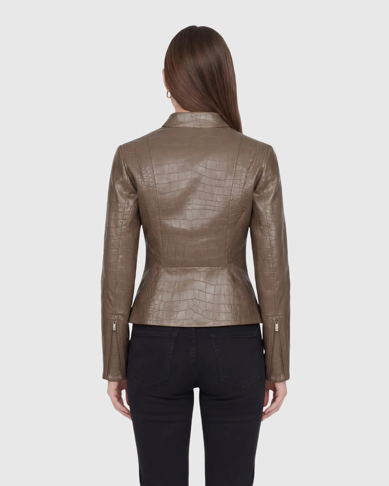 SELECT NAPPA LEATHER CROCO EMBOSSED ZIP JACKET - Image 15