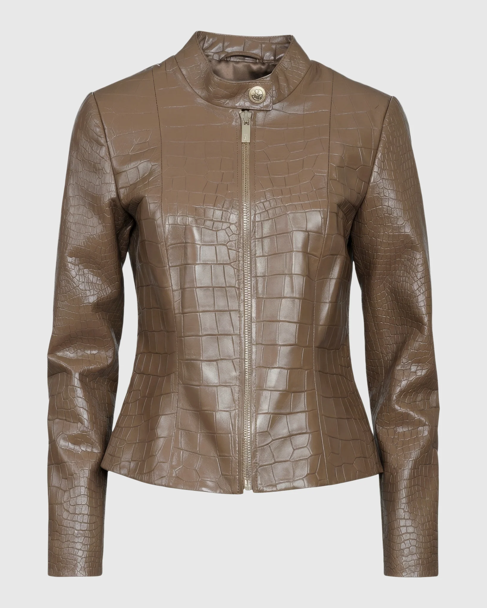 SELECT NAPPA LEATHER CROCO EMBOSSED ZIP JACKET - Image 16