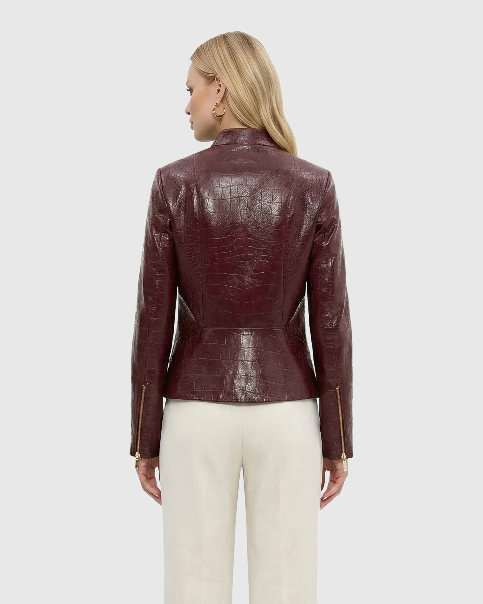 SELECT NAPPA LEATHER CROCO EMBOSSED ZIP JACKET - Image 4